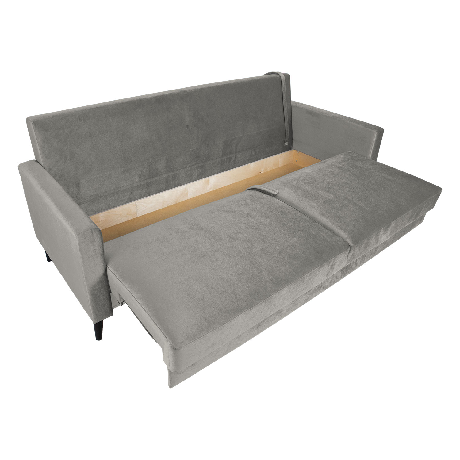 Sofa-lova ANNA su patalynės dėže, smėlinis aksomas, 222 × 86 × 98 cm 3