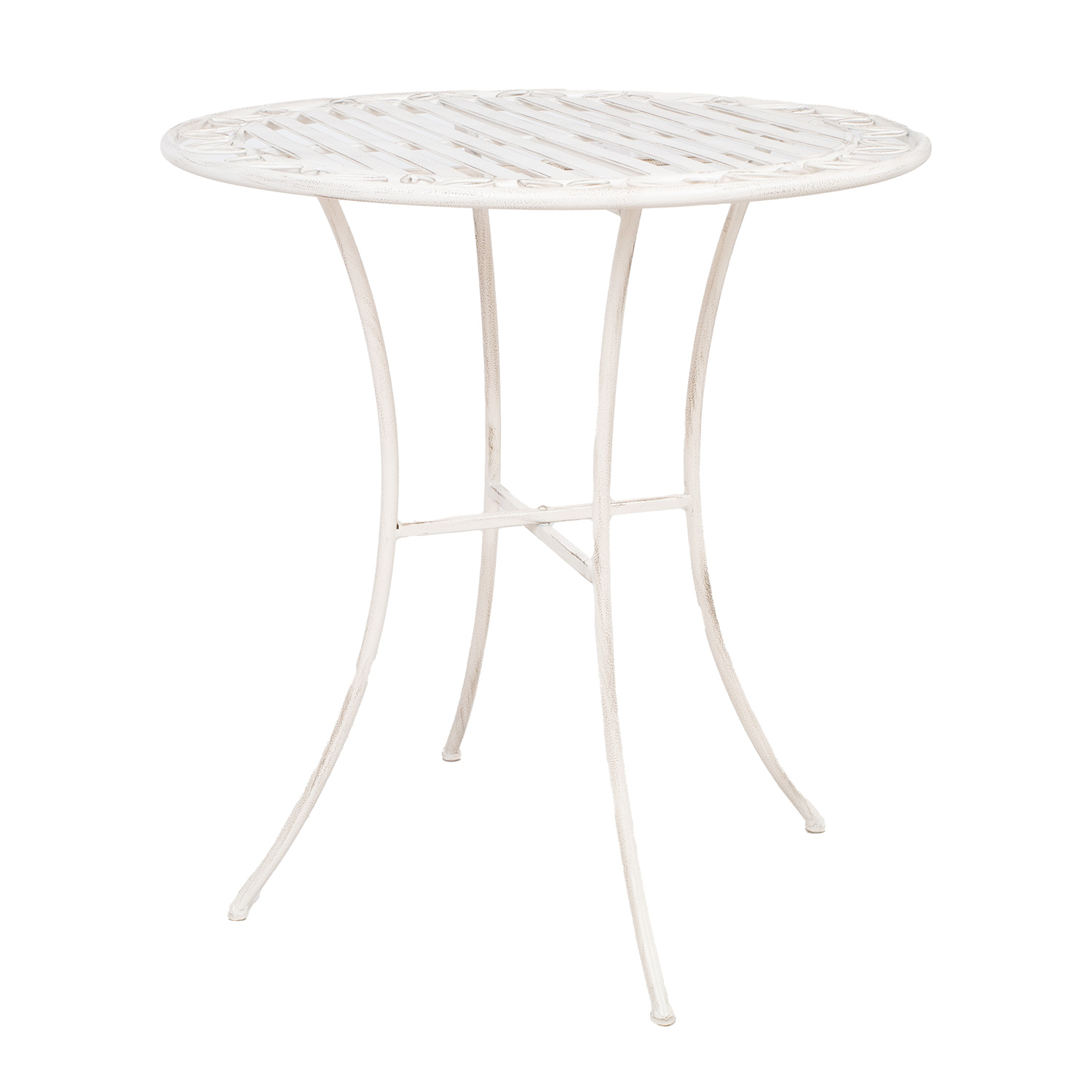 Lauko stalas, metalinis, antikinės baltos spalvos, Ø 70 × 75 cm