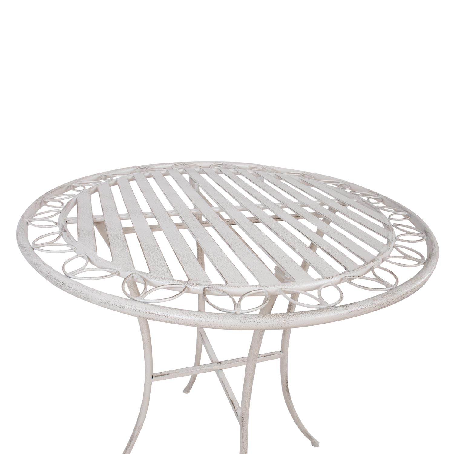 Lauko stalas, metalinis, antikinės baltos spalvos, Ø 70 × 75 cm 2