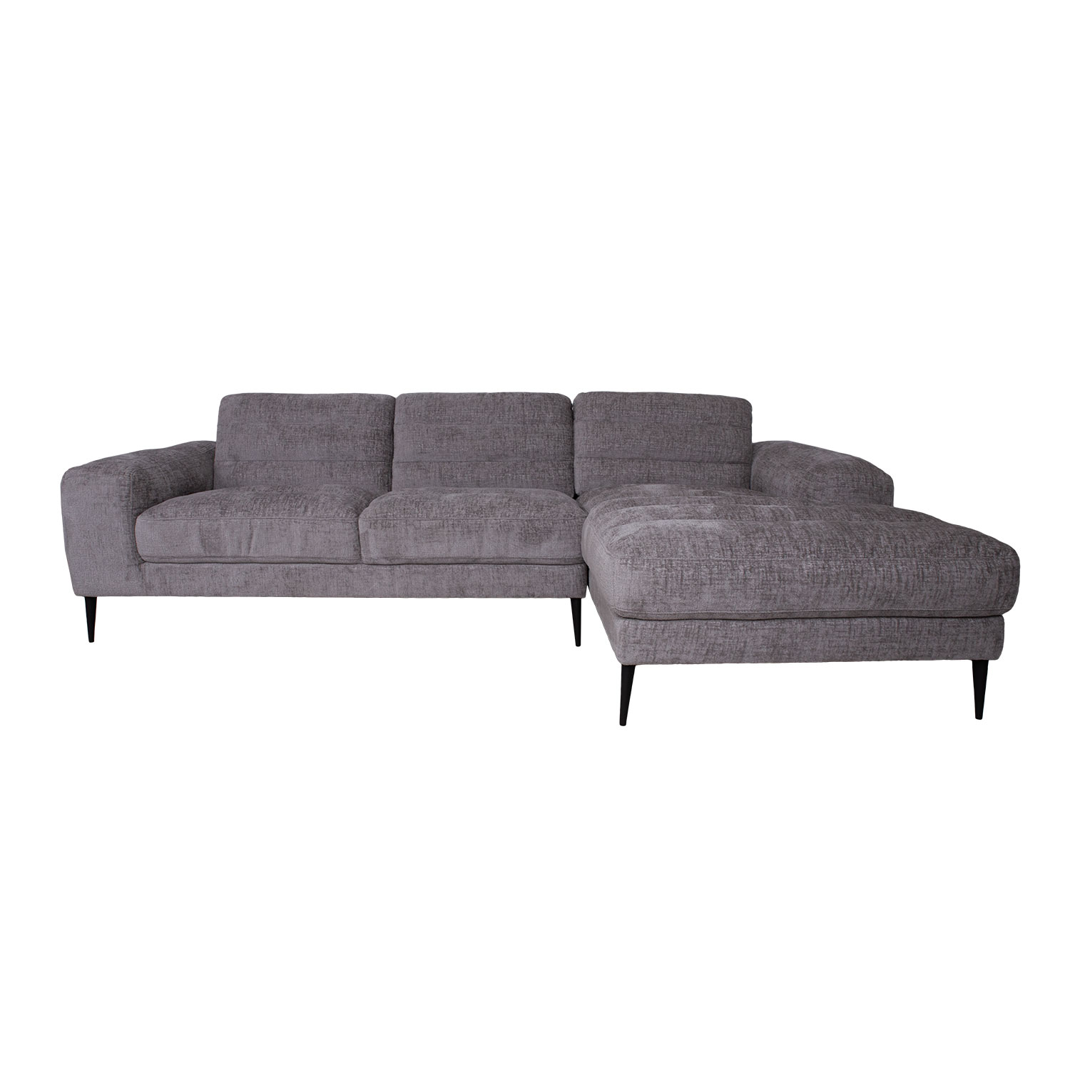 Kampinė sofa su dešiniuoju kampu, pilka, 267 × 97/160 × 80 cm