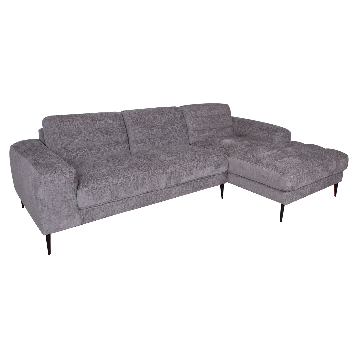 Kampinė sofa su dešiniuoju kampu, pilka, 267 × 97/160 × 80 cm