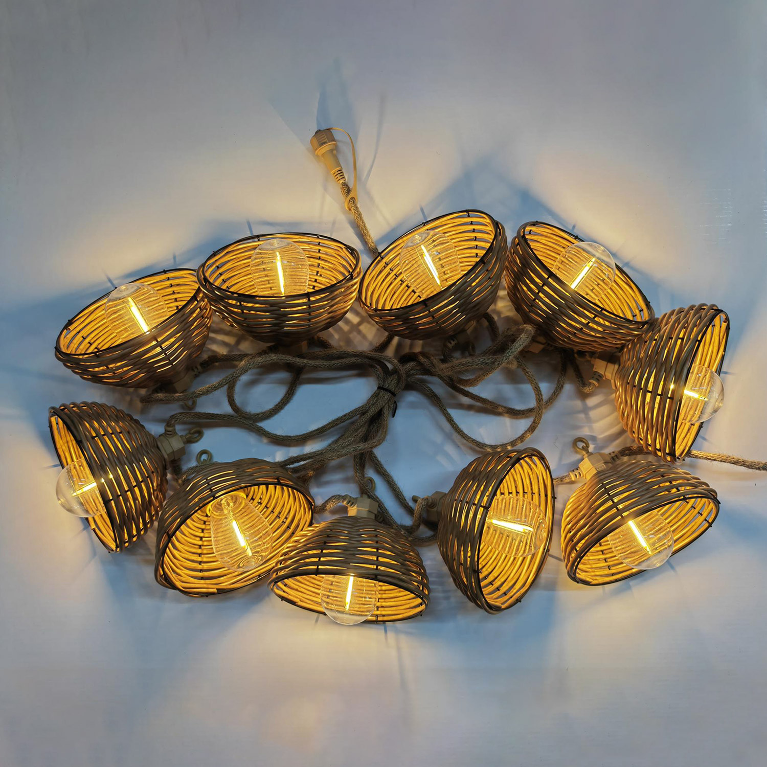 Šviesos girlianda su 10 LED lempučių, šilta balta, smėlio spalvos, 4,5 m