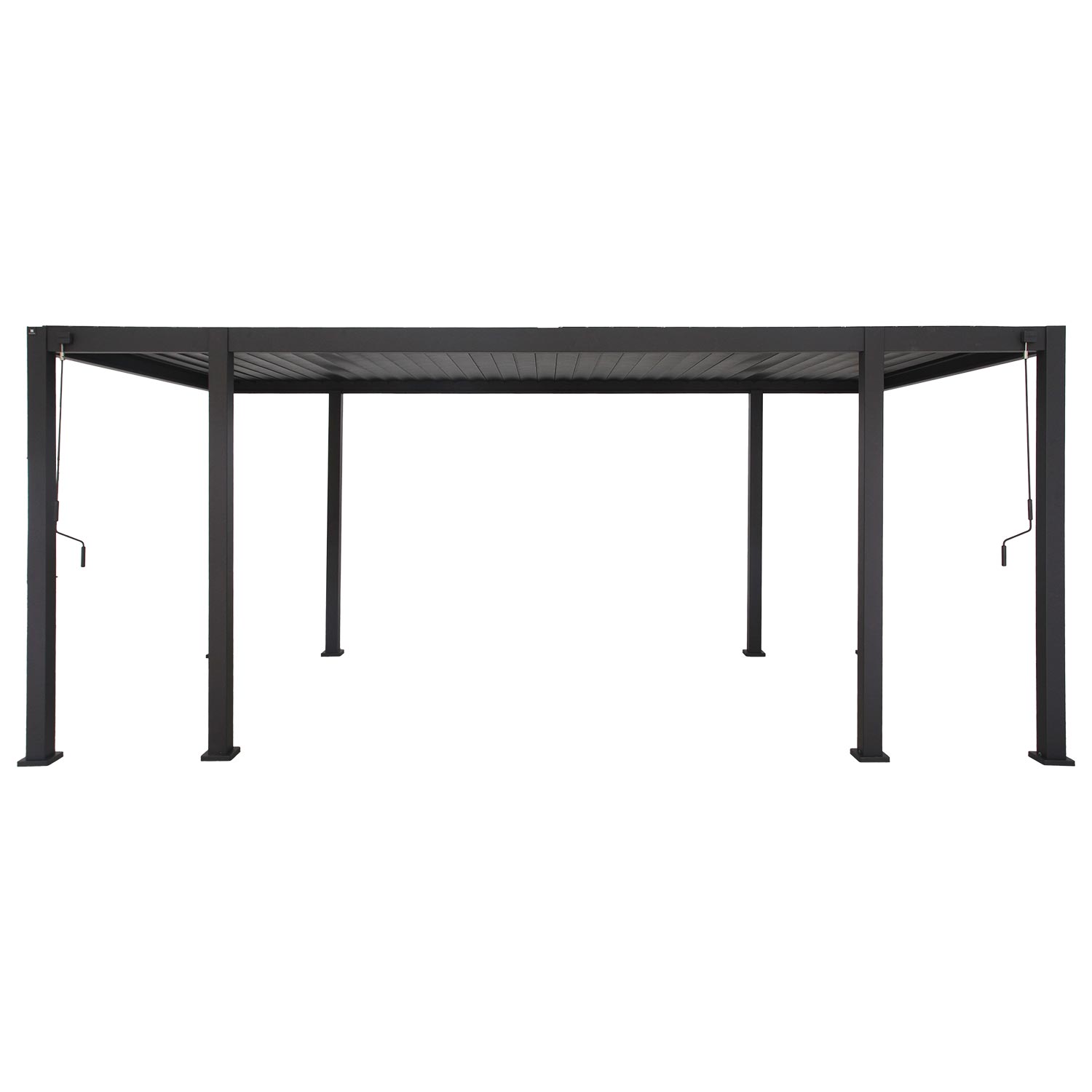 Sodo pavėsinė MIRADOR-111 su lameliniu stogu ir sienelėmis, tamsiai pilka, 301,3 × 601,4 × 250,8 cm