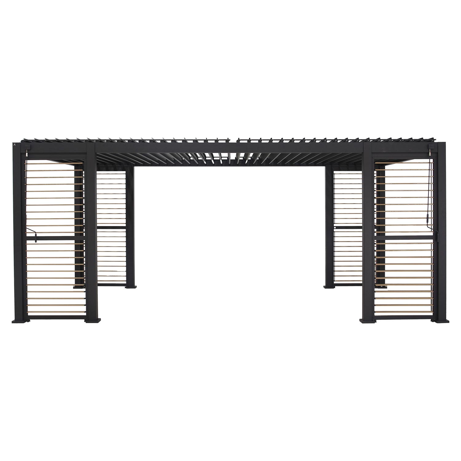 Sodo pavėsinė MIRADOR-111 su lameliniu stogu ir sienelėmis, tamsiai pilka, 301,3 × 601,4 × 250,8 cm 3