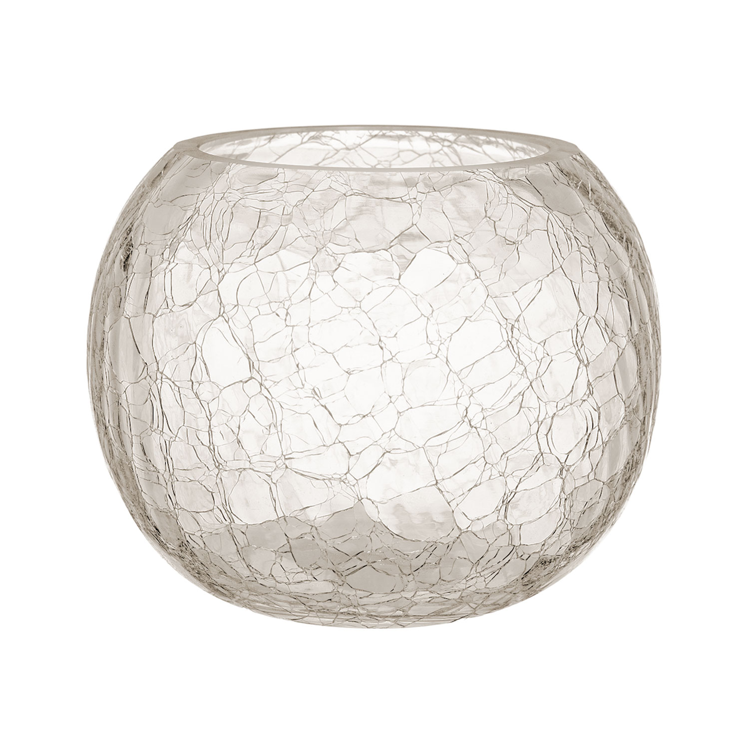 Stiklinė vaza–žvakidė su skeldėto stiklo efektu, skaidri, Ø 20 × 15,5 cm