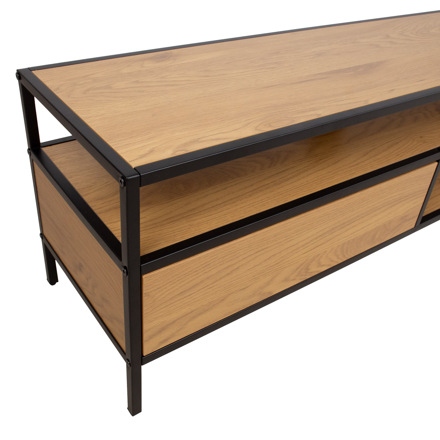 TV staliukas su stalčiumi, uosio dekoro / juodas, 120 × 33 × 40 cm