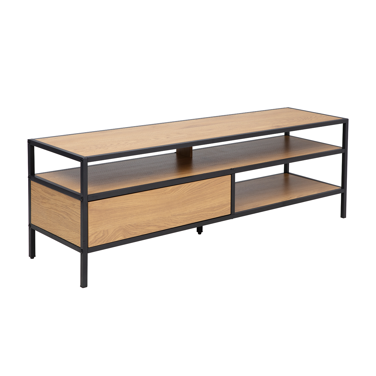 TV staliukas su stalčiumi, uosio dekoro / juodas, 120 × 33 × 40 cm