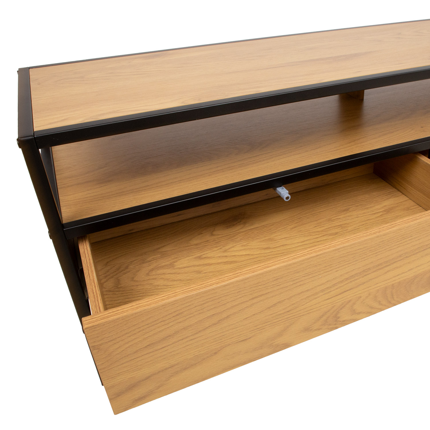 TV staliukas su stalčiumi, uosio dekoro / juodas, 120 × 33 × 40 cm 2