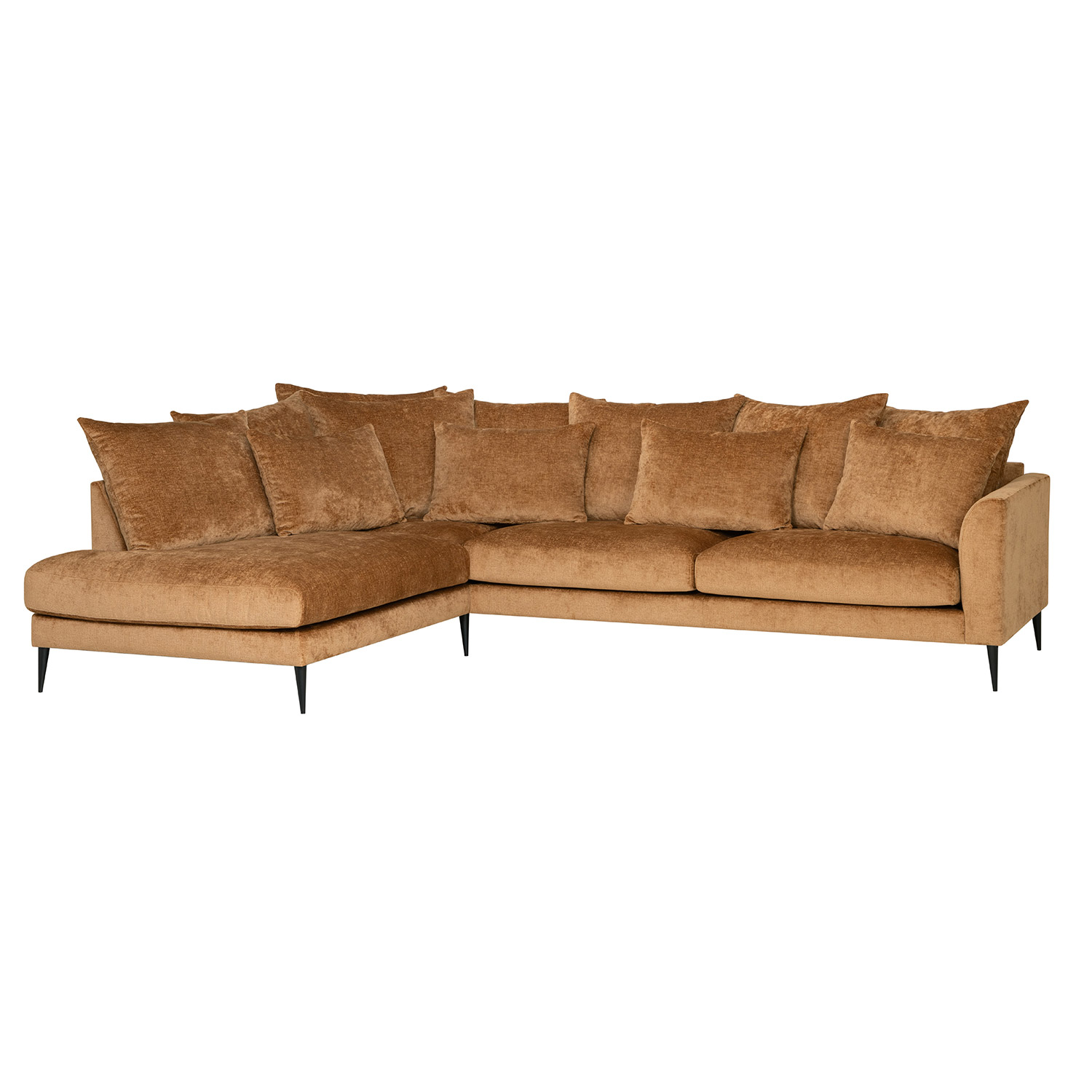 Kampinė sofa LARTES, kairinė, ruda, 300 × 205/92 × 90 cm