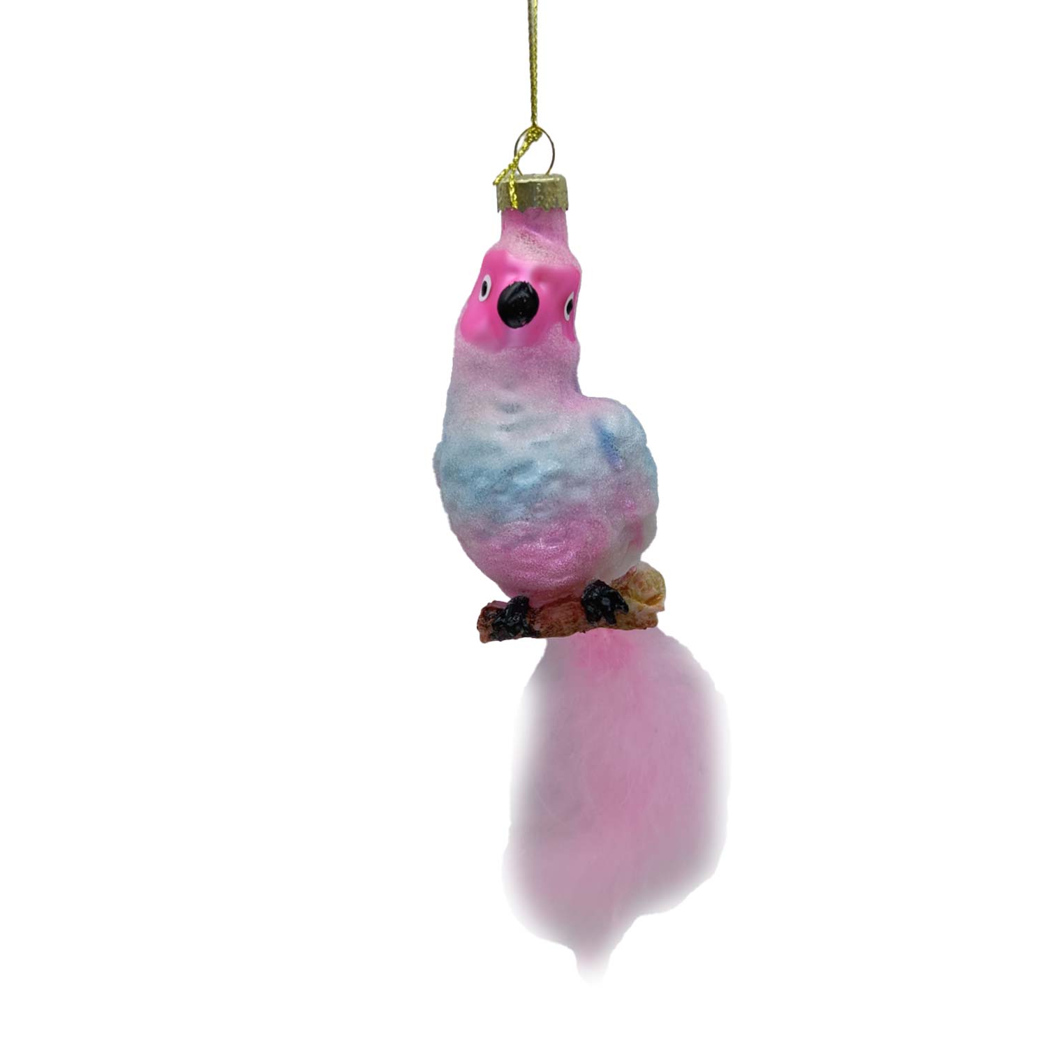 Kalėdų eglutės žaisliukas papūga, stiklinis, 18 cm