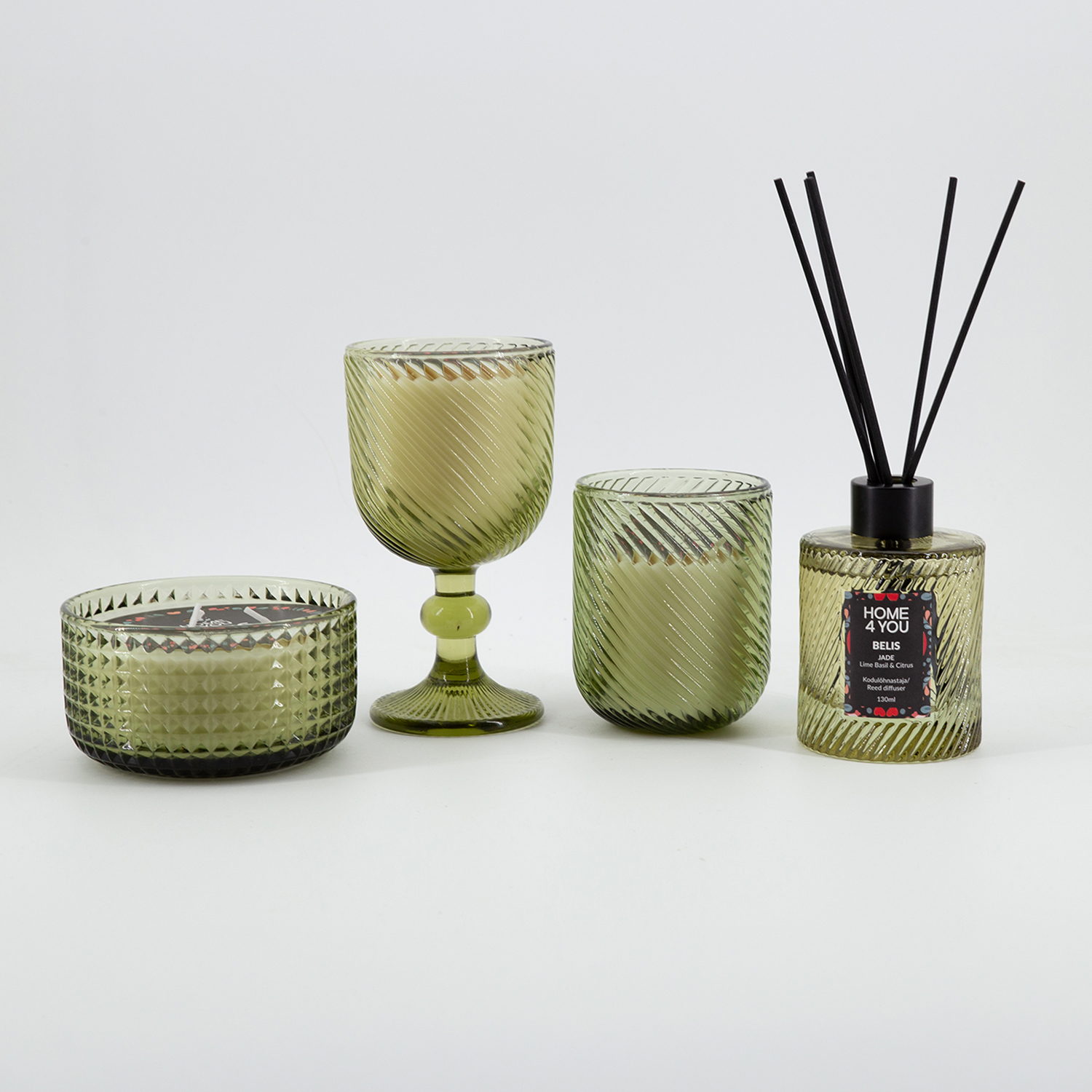 Namų kvapiklis su lazdelėmis Lime Basil &amp; Citrus, žalias, 6,8 × 9,5 cm