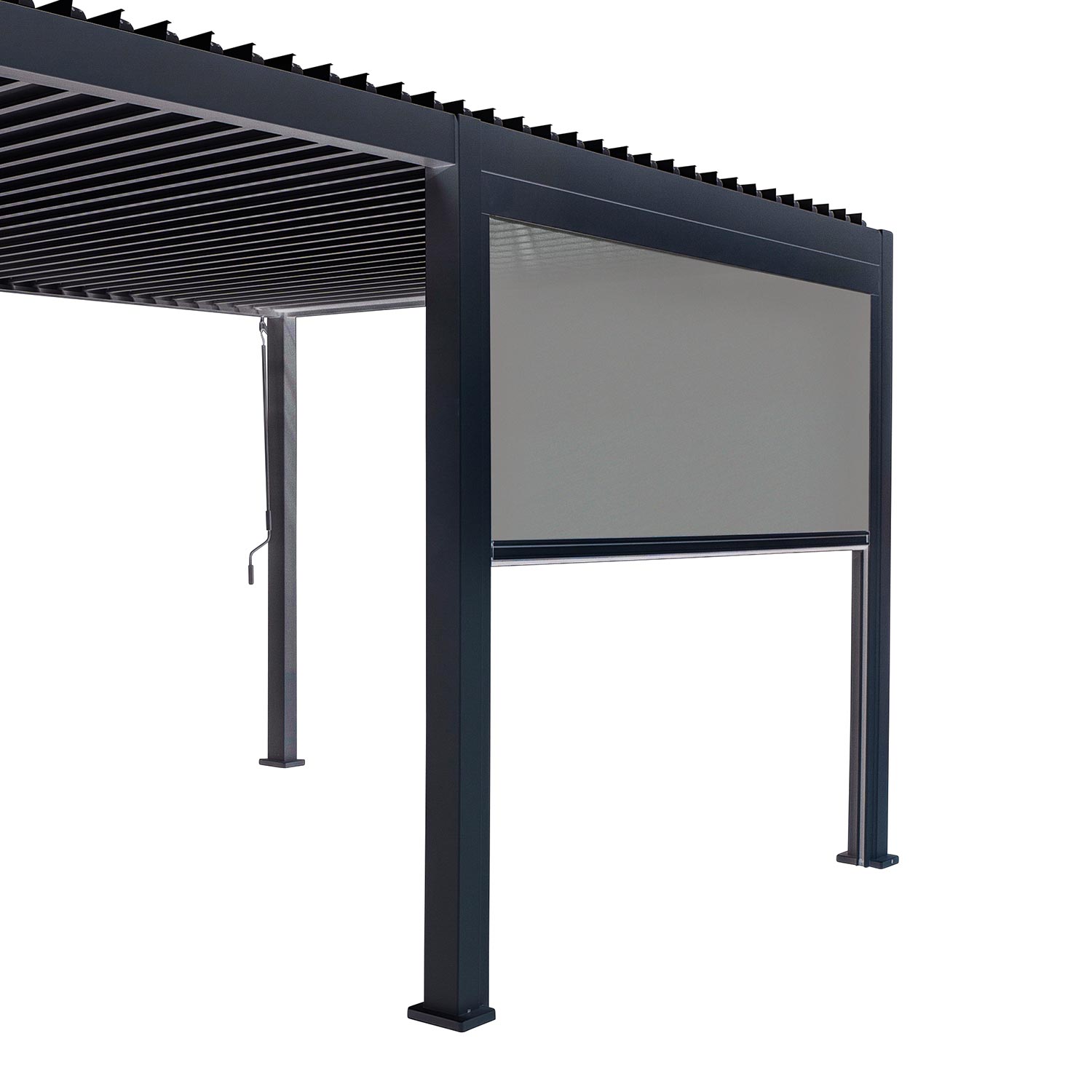 Ritininė sienelė MIRADOR-111 stoginei, 4 m kraštui, pilka, 370,5 × 236,5 cm
