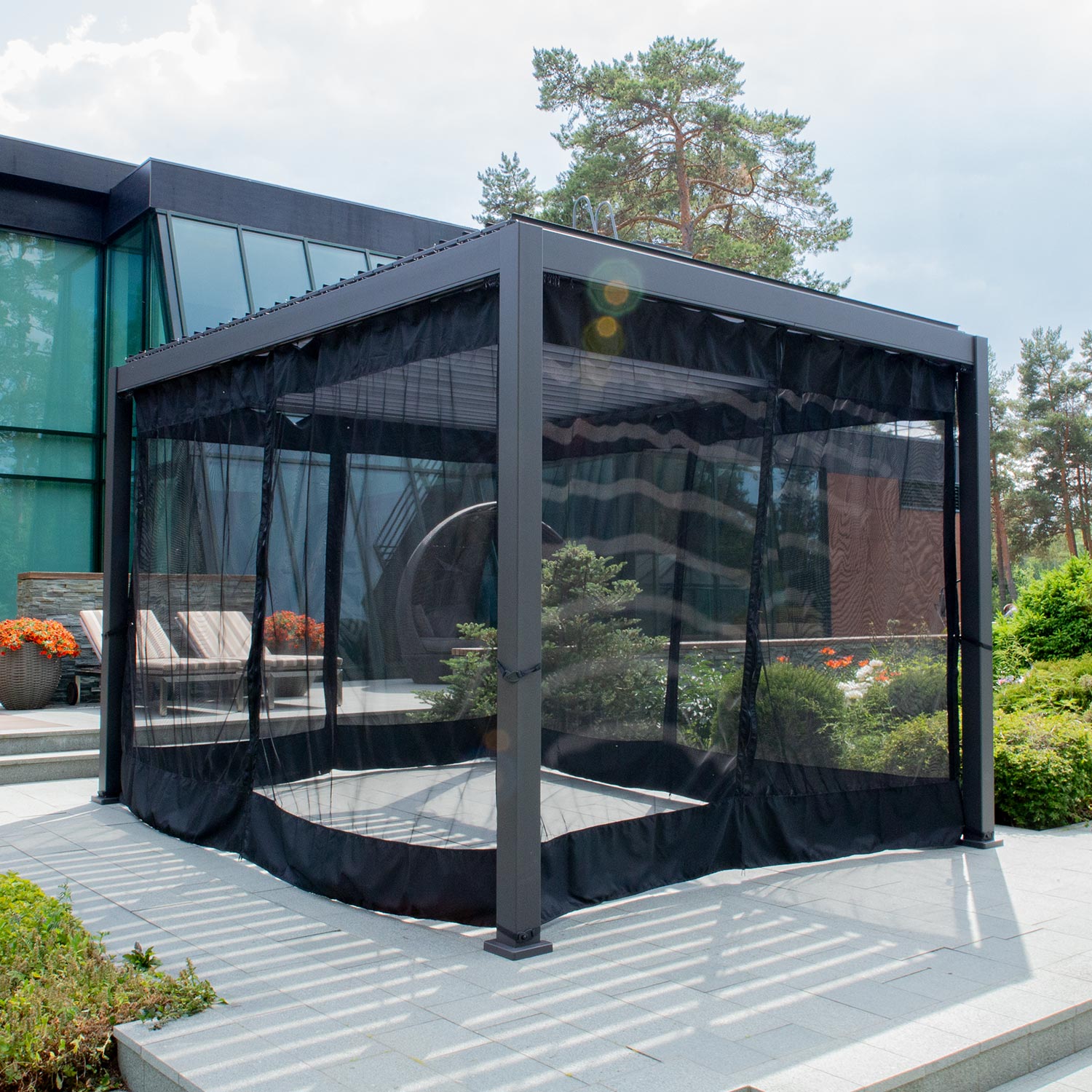 Tinkleliai nuo uodų pavėsinei MIRADOR-111, juodi, 3 × 4 m, 4 vnt. 2