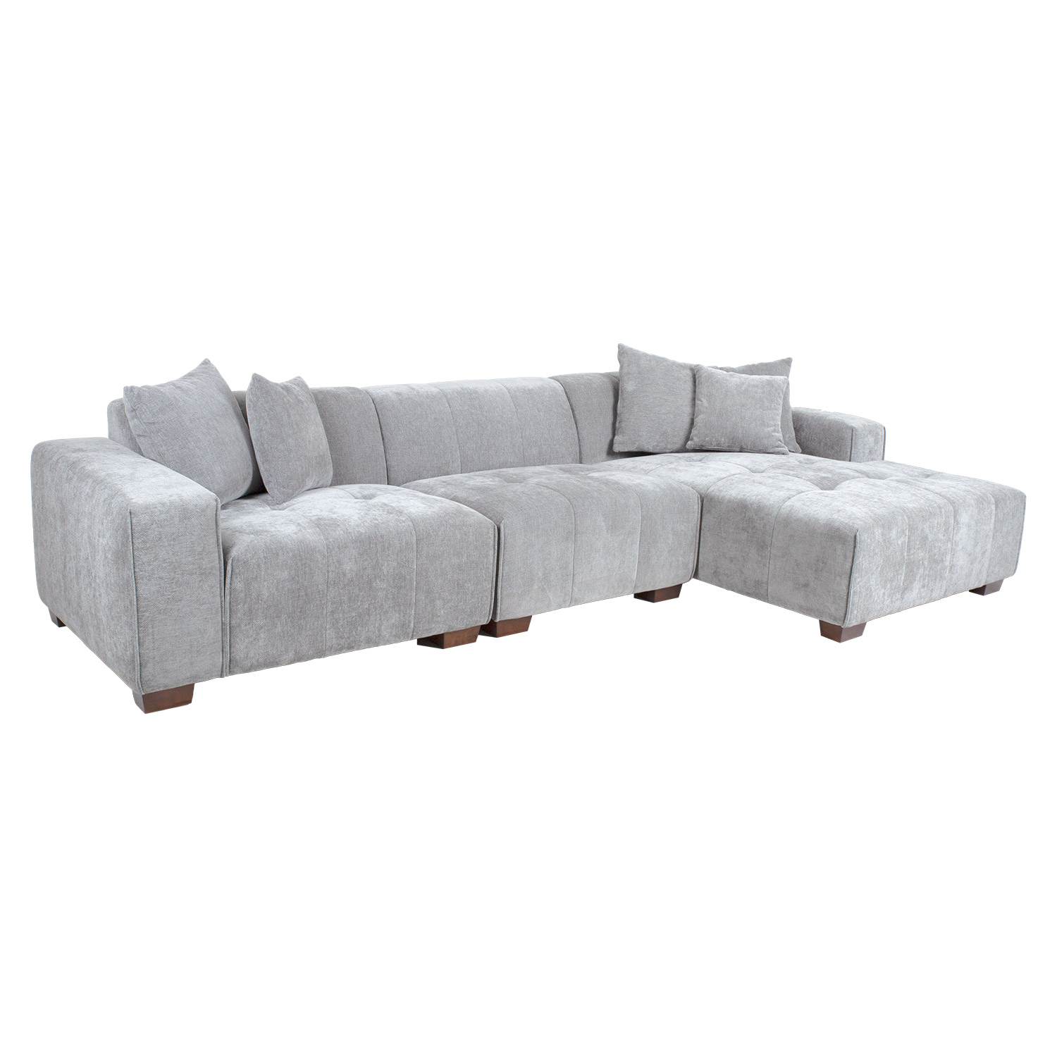 Kampinė sofa, dešininė, šviesiai pilka, 322 × 96/162 × 74 cm