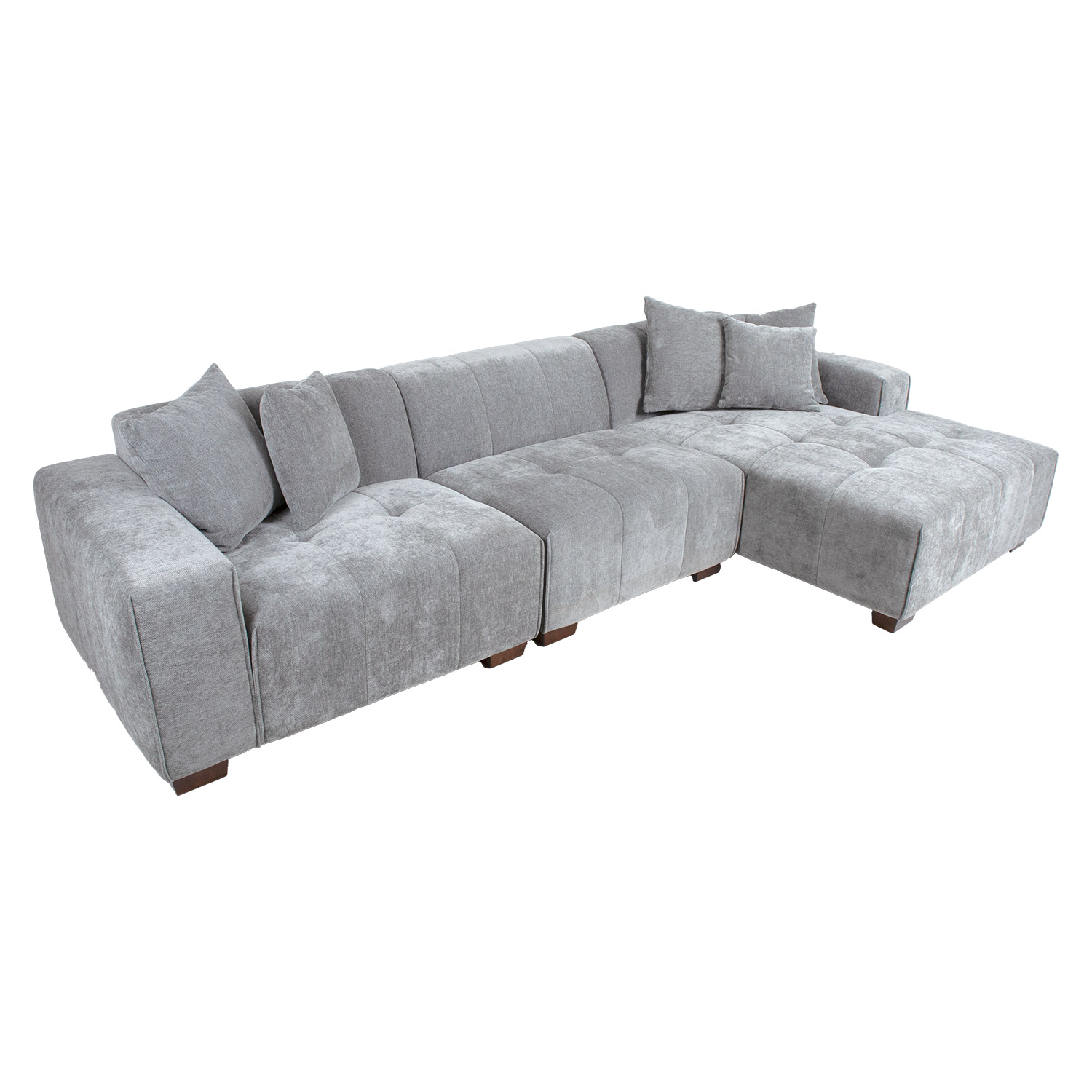 Kampinė sofa, dešininė, šviesiai pilka, 322 × 96/162 × 74 cm