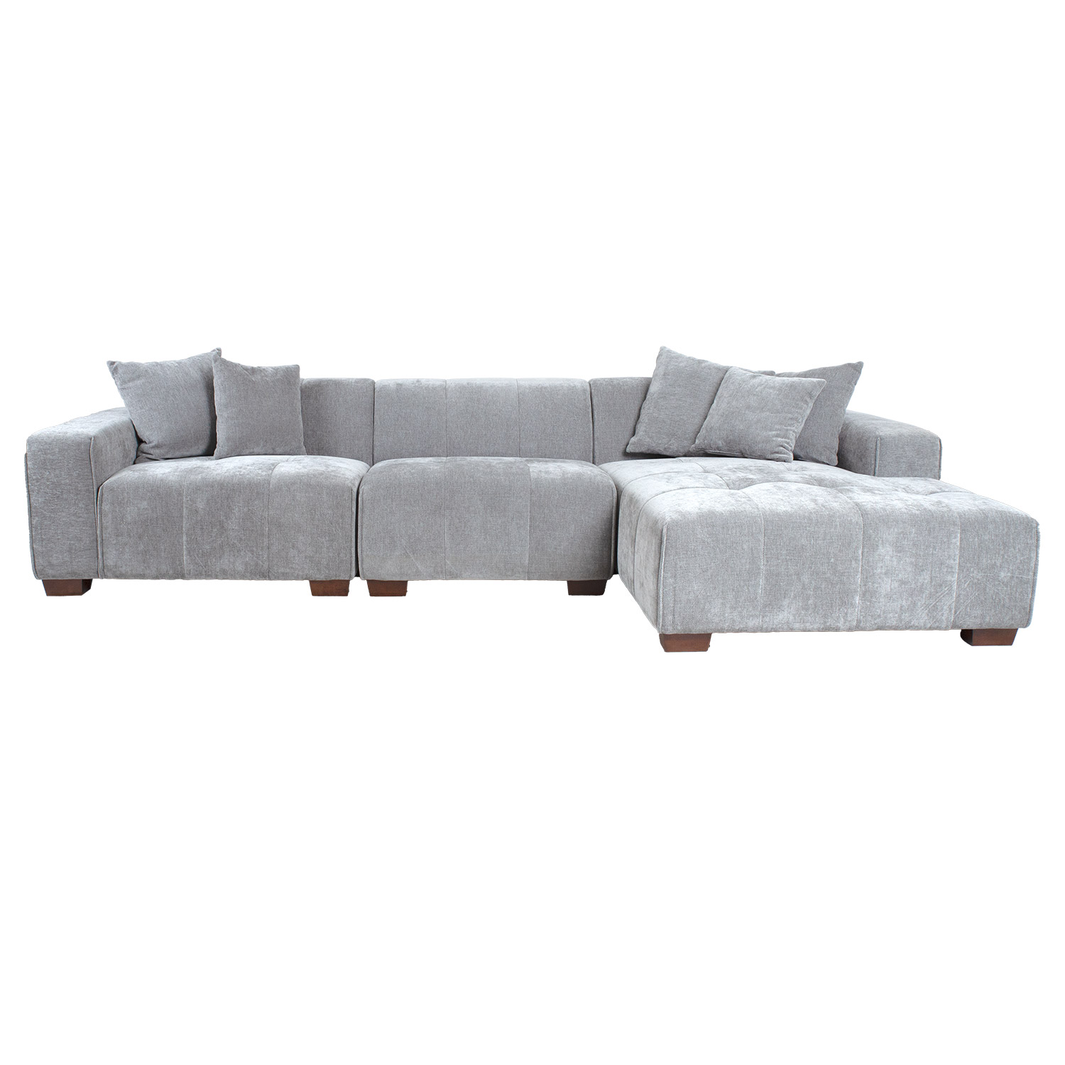 Kampinė sofa, dešininė, šviesiai pilka, 322 × 96/162 × 74 cm 2