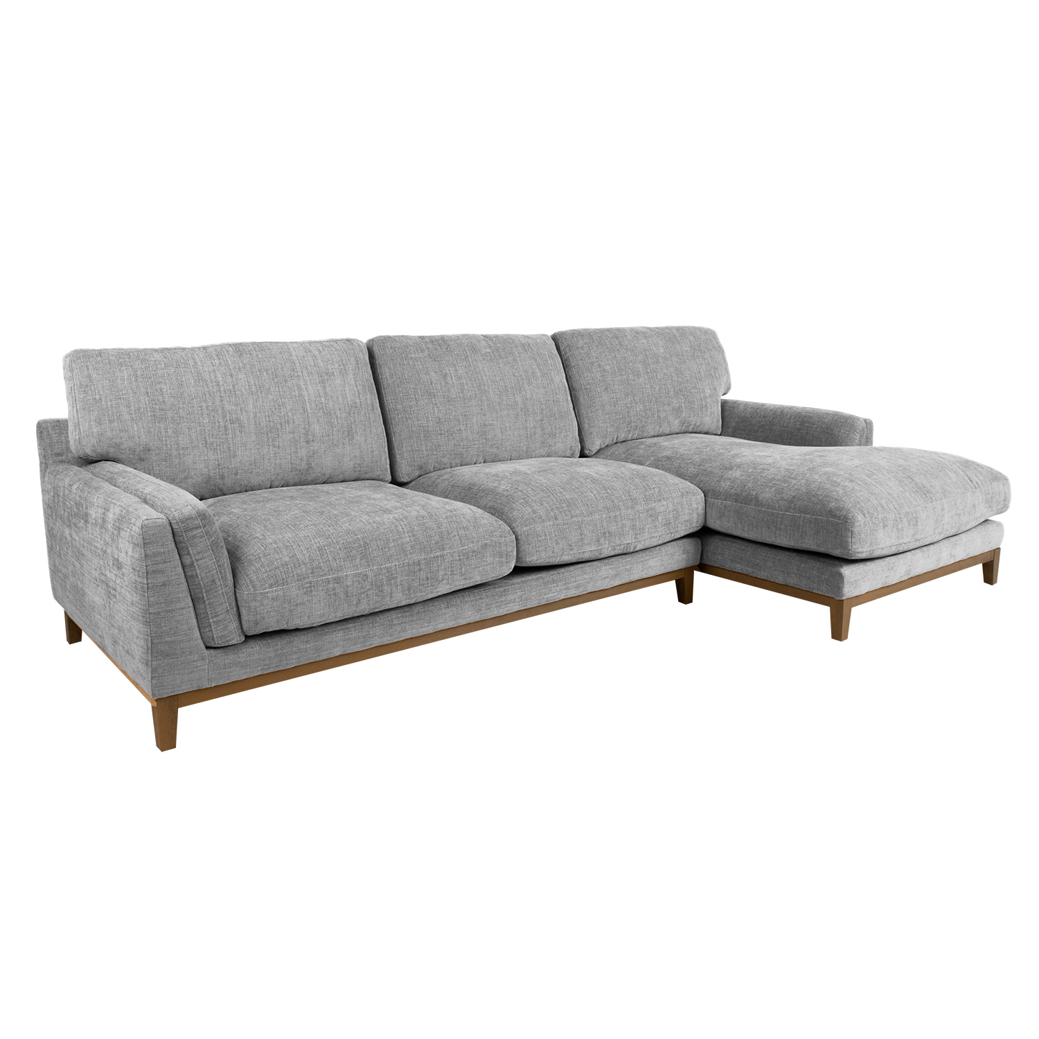 Kampinė sofa su dešiniuoju kampu, pilka, 298 × 100/156 × 96 cm