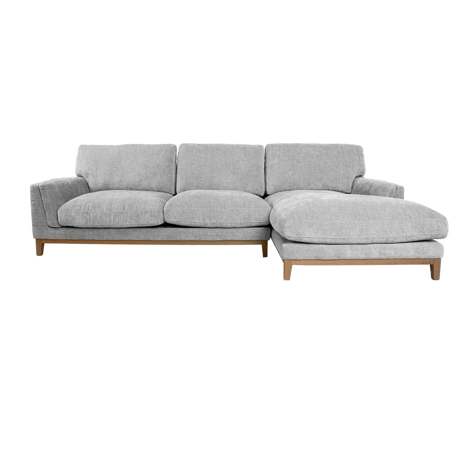 Kampinė sofa su dešiniuoju kampu, pilka, 298 × 100/156 × 96 cm