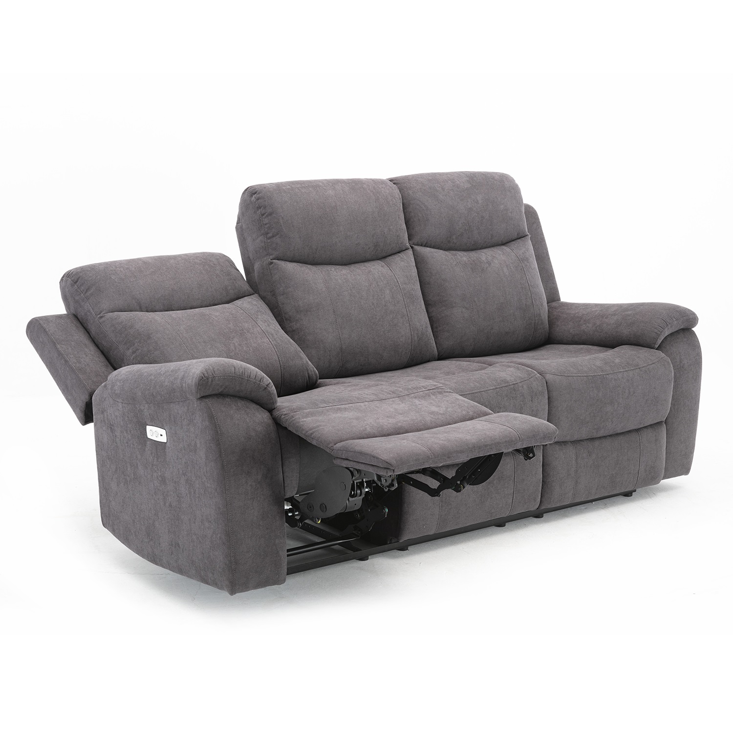 Sofa su elektriniu atlošimo mechanizmu, 3 vietų, pilka, 209 x 96 x 103 cm 3