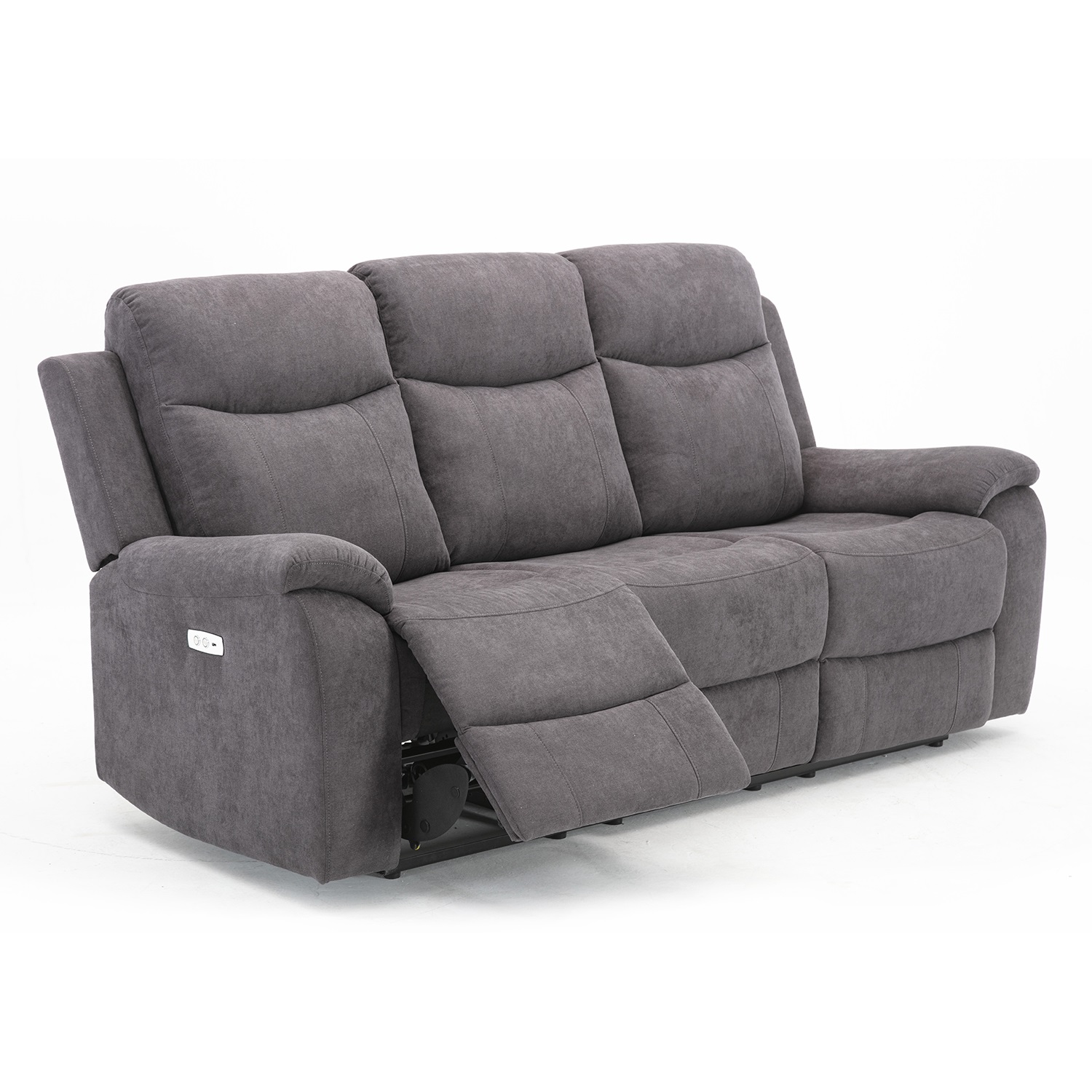 Sofa su elektriniu atlošimo mechanizmu, 3 vietų, pilka, 209 x 96 x 103 cm 2