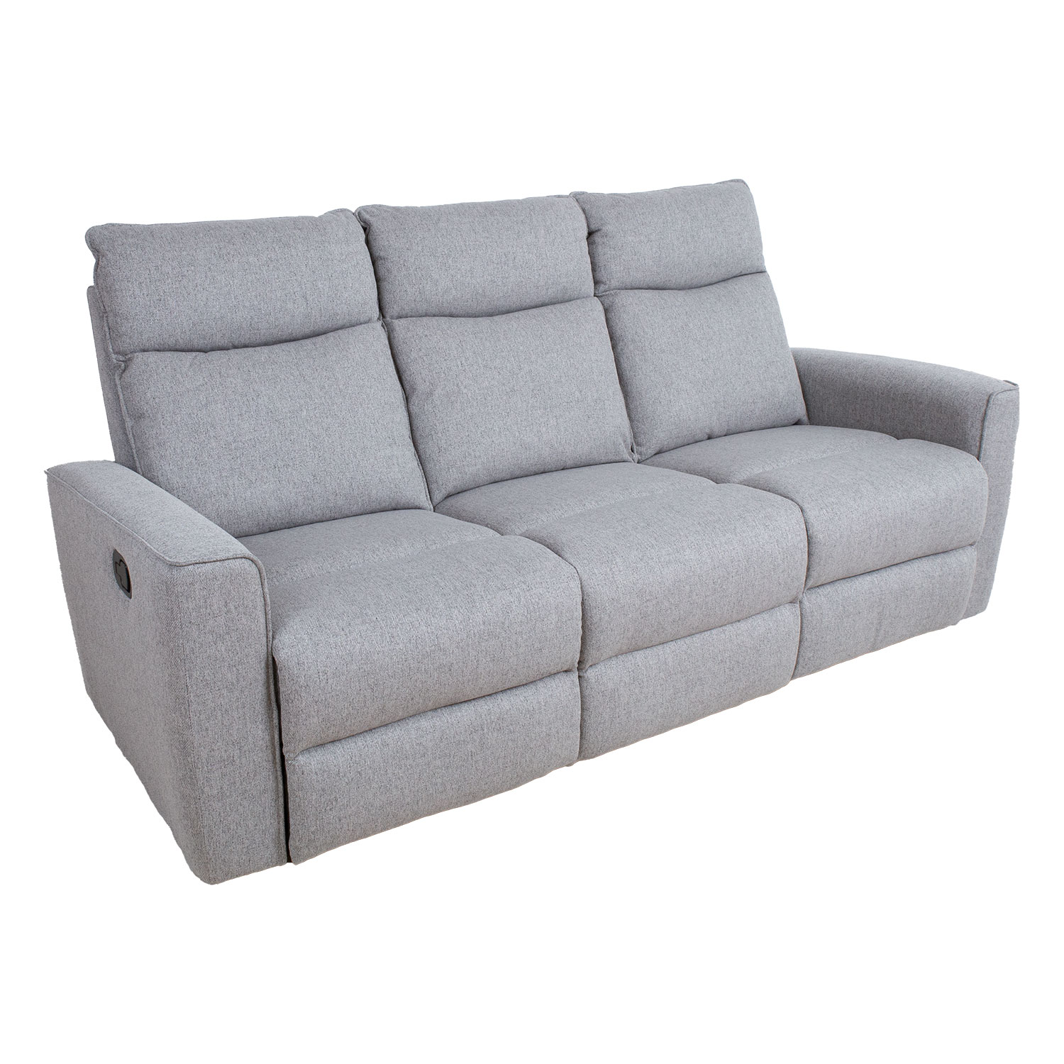 Sofa MORA, trivietė su rankiniu atlošimo mechanizmu, pilka, 204 × 93 × 102 cm 3