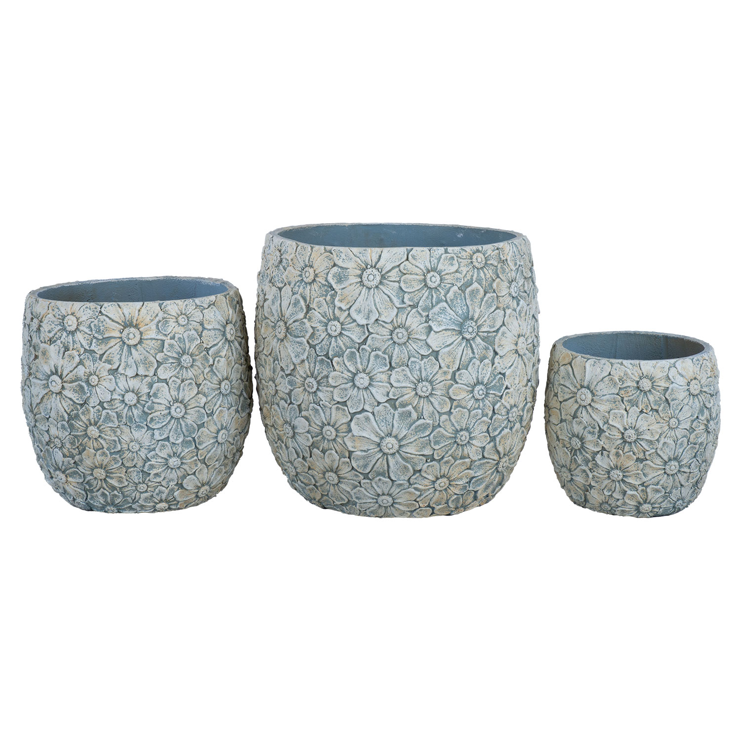 Vazonas, rankų darbo, atsparus šalčiui, baltas/pilkas, Ø 44,5 × 41 cm