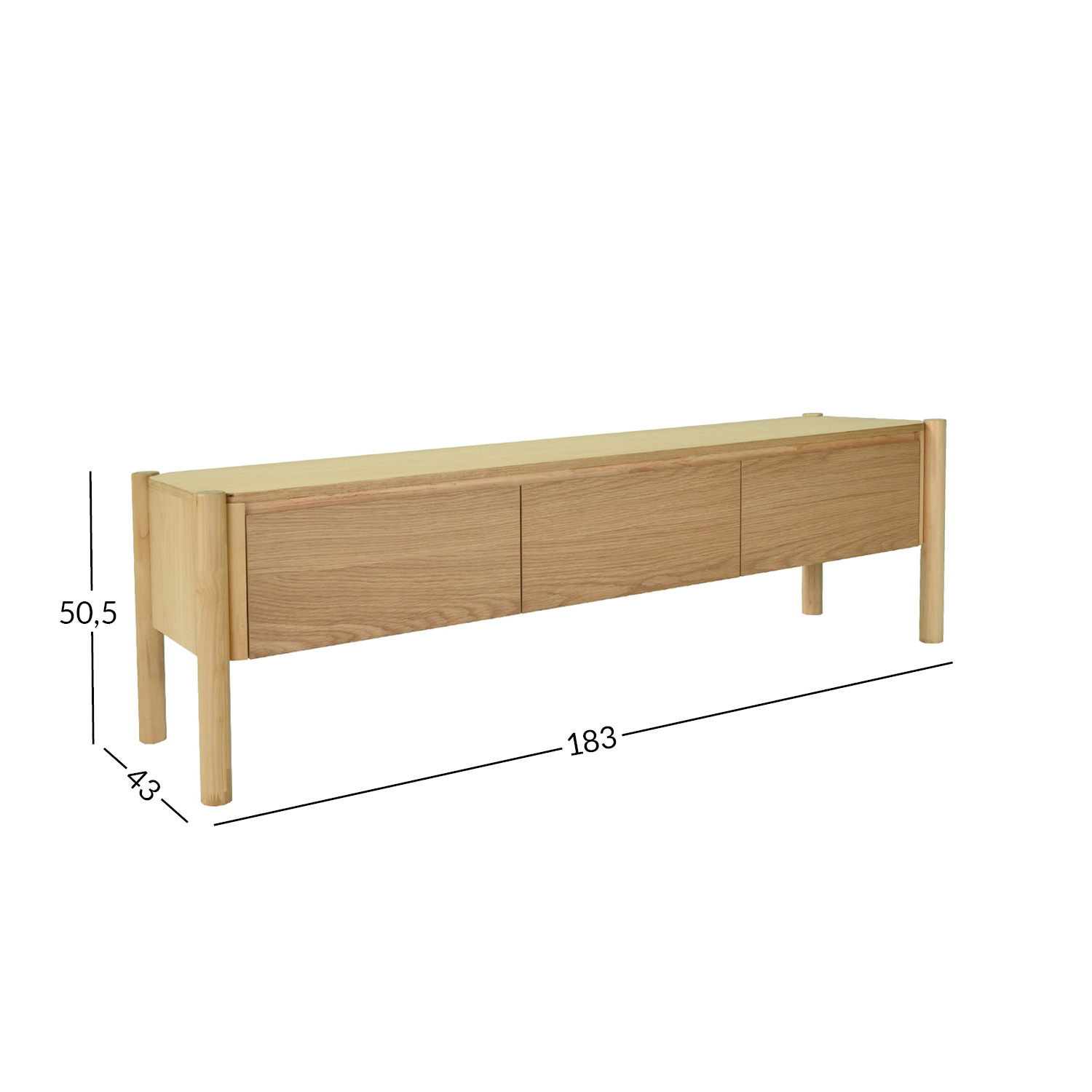 TV galdiņš, 3 atvilktnes, ozola, 183 x 43 x 50,5 cm 2