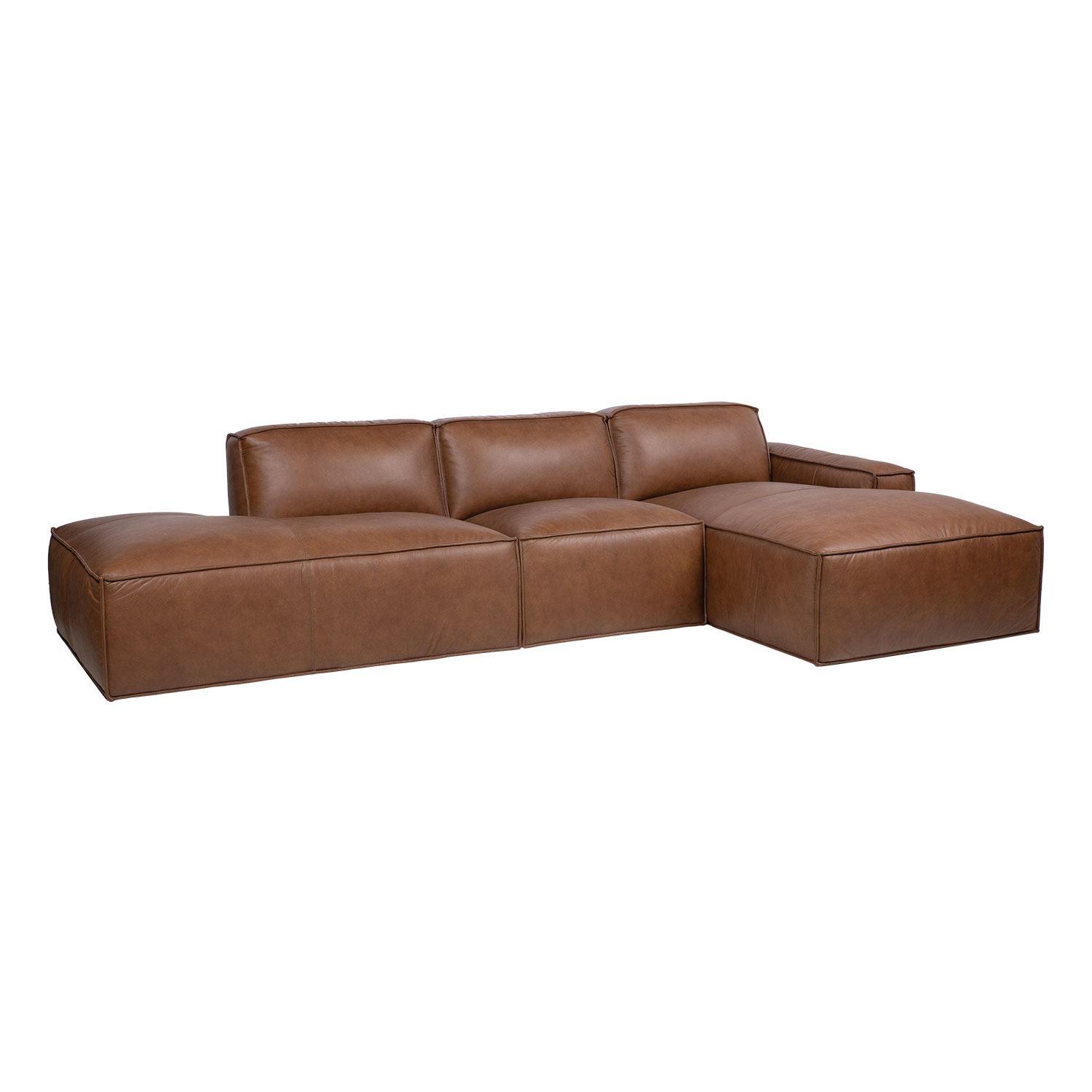 Kampinė sofa, dešininė, ruda, 302 × 92/156 × 72 cm