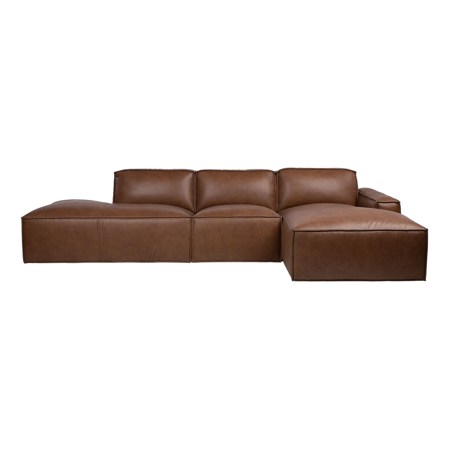 Kampinė sofa, dešininė, ruda, 302 × 92/156 × 72 cm