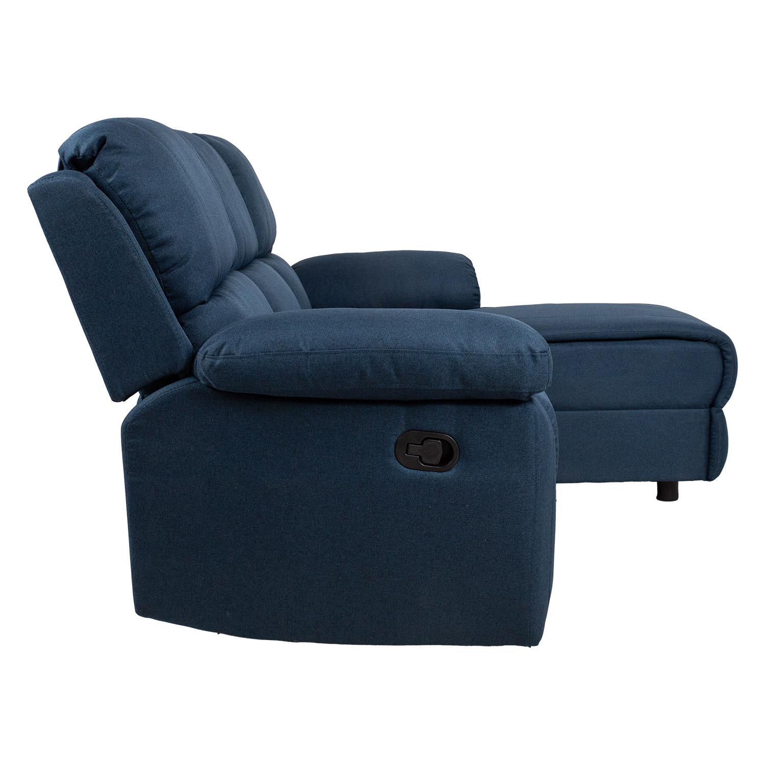 Kampinė sofa su rankiniu atlošiamu mechanizmu, tamsiai mėlyna, 214 × 95/160 × 98 cm 3