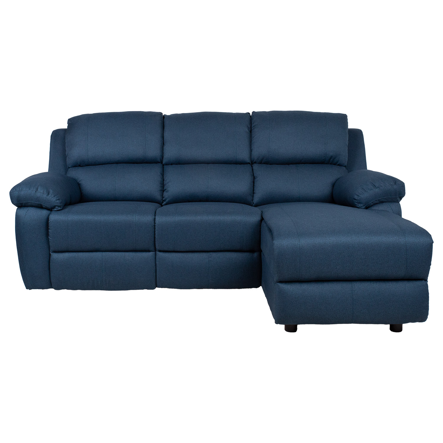 Kampinė sofa su rankiniu atlošiamu mechanizmu, tamsiai mėlyna, 214 × 95/160 × 98 cm 2