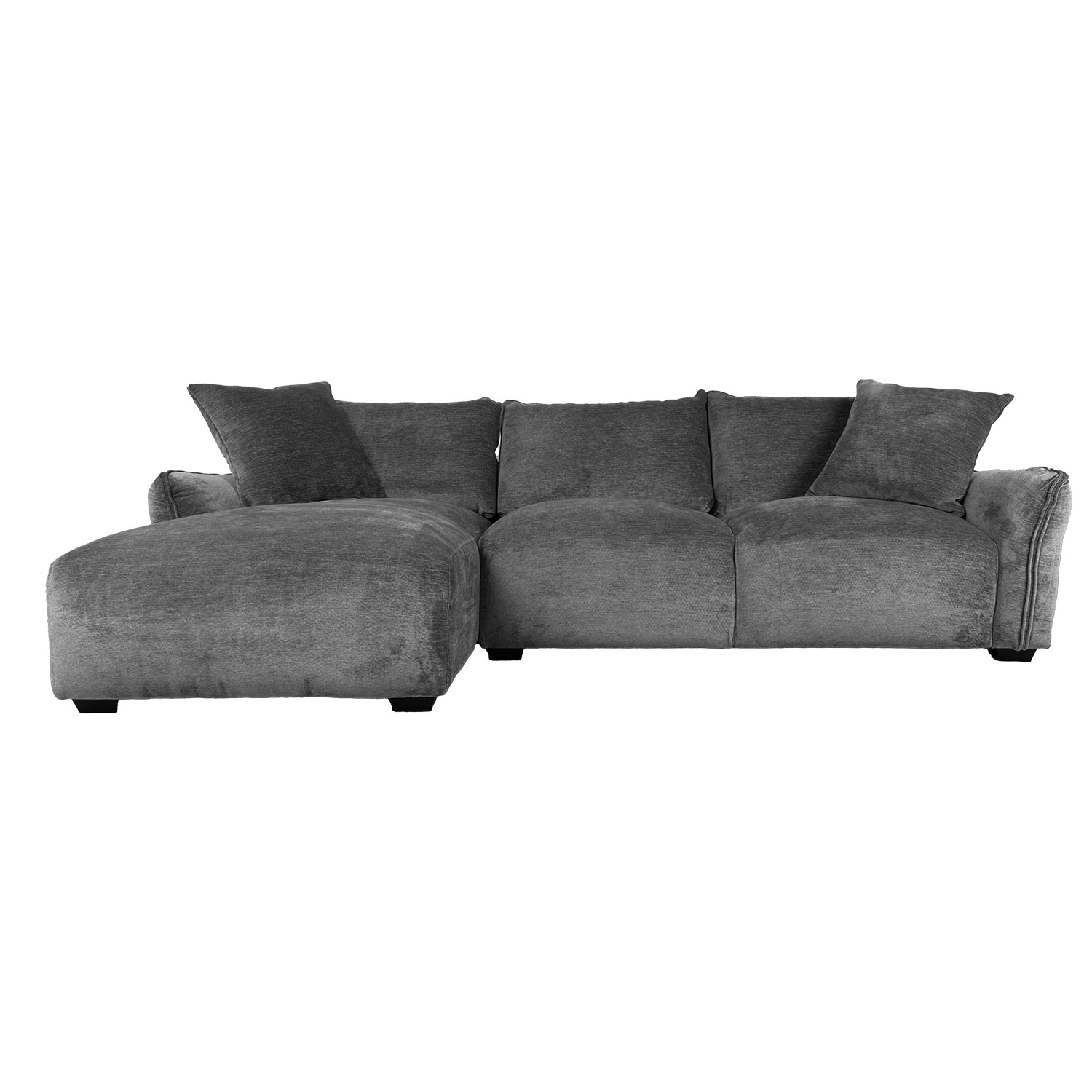 Kampinė sofa, kairinė, pilka, 284 × 162/102 × 83 cm