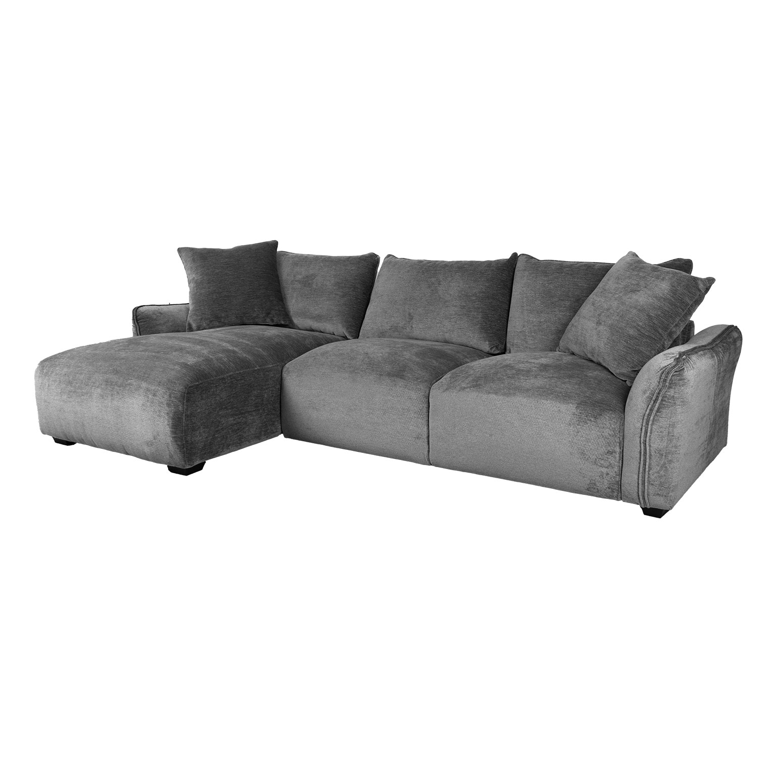 Kampinė sofa, kairinė, pilka, 284 × 162/102 × 83 cm