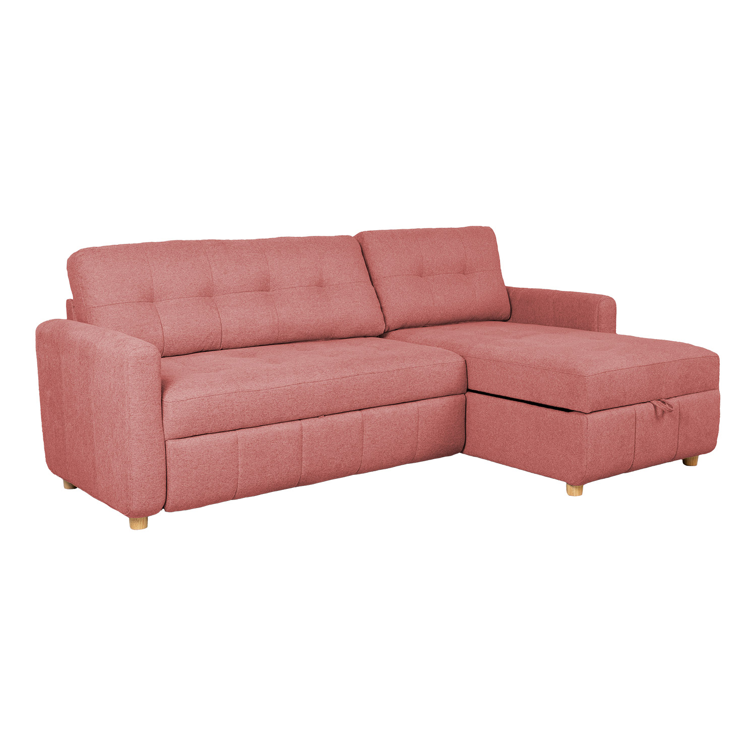 Kampinė sofa-lova WAIOLA, rožinė, 226 × 84/143 × 90 cm