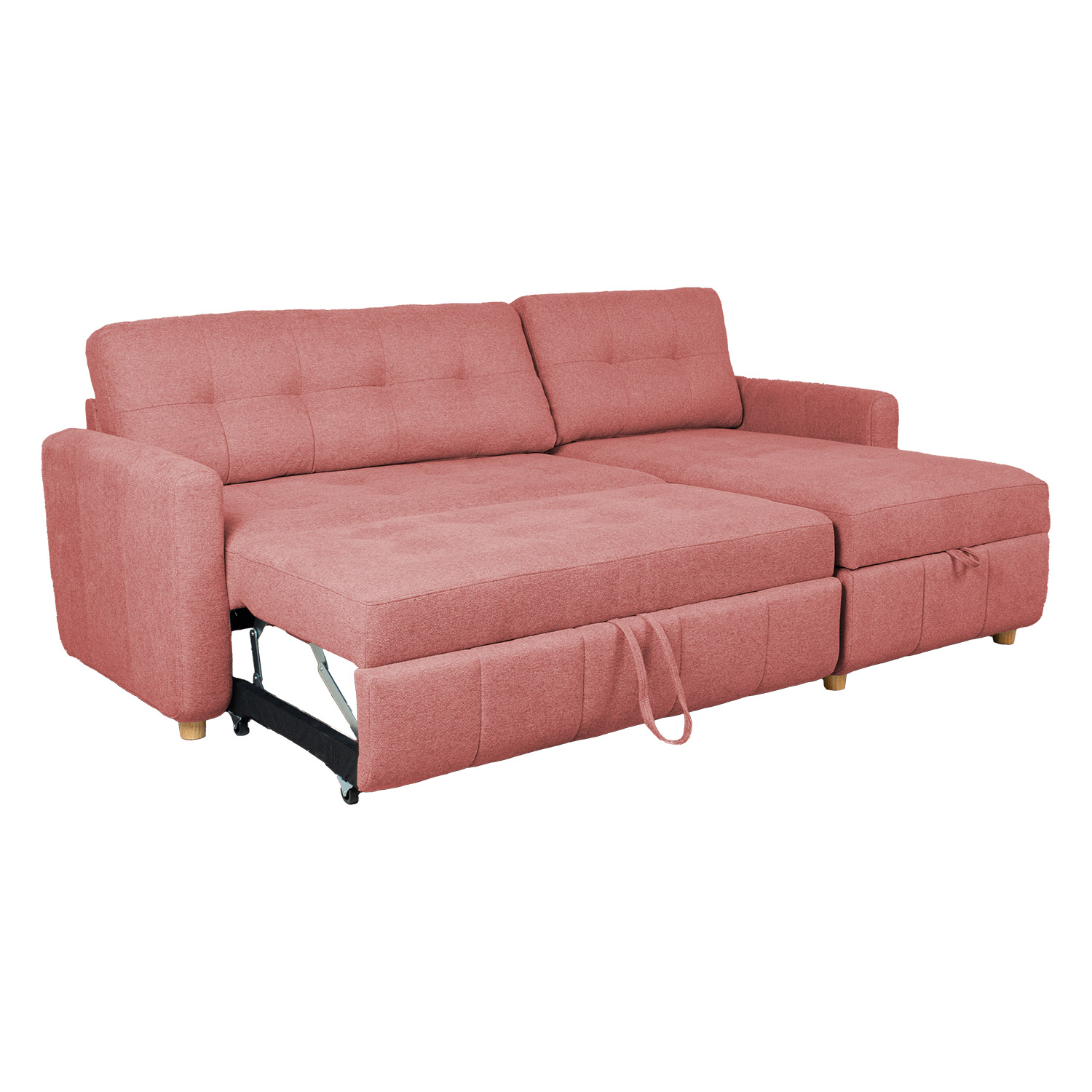 Kampinė sofa-lova WAIOLA, rožinė, 226 × 84/143 × 90 cm 2