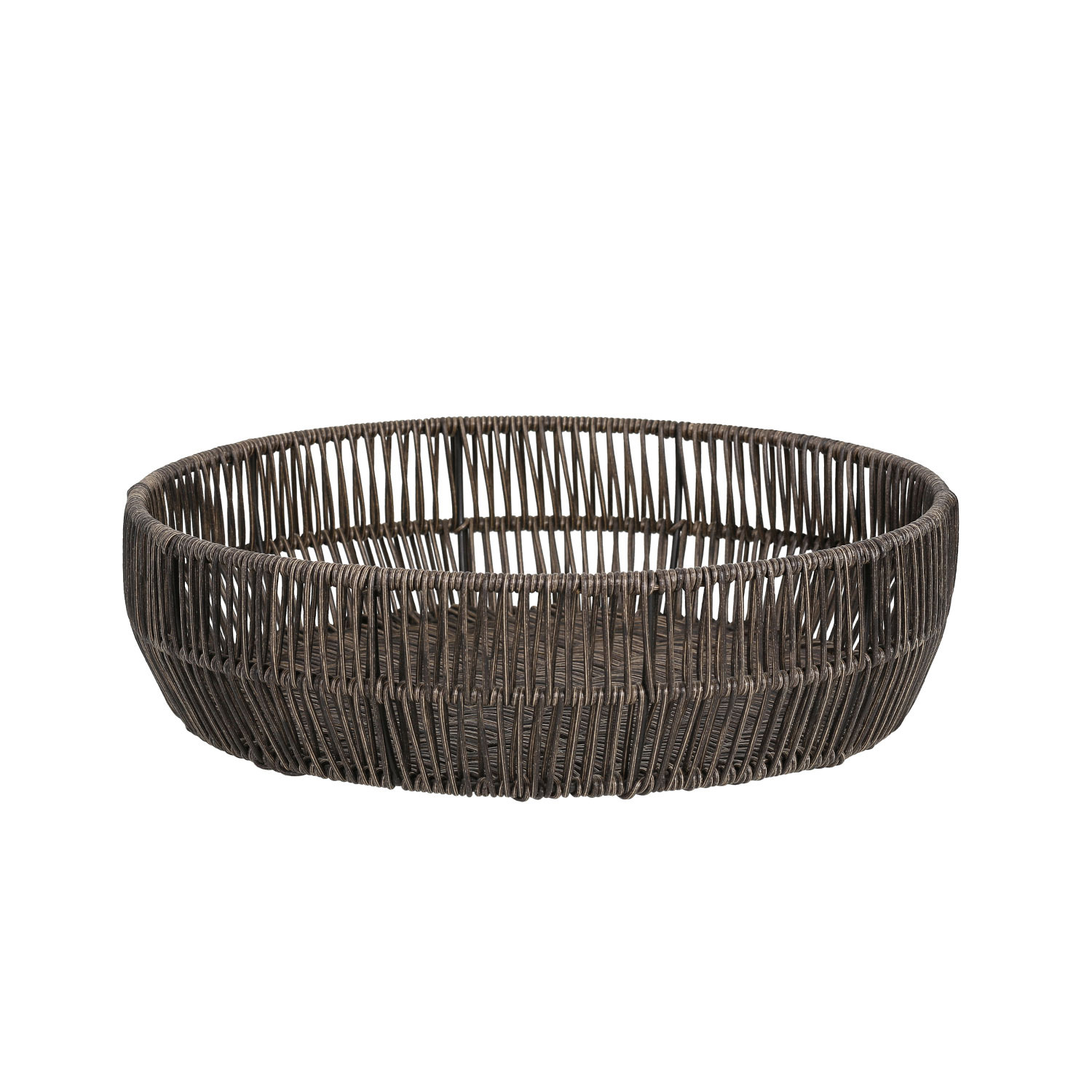 Krepšys su plastikiniu pynimu, tamsiai rudas, Ø33/29 × 8,5 cm