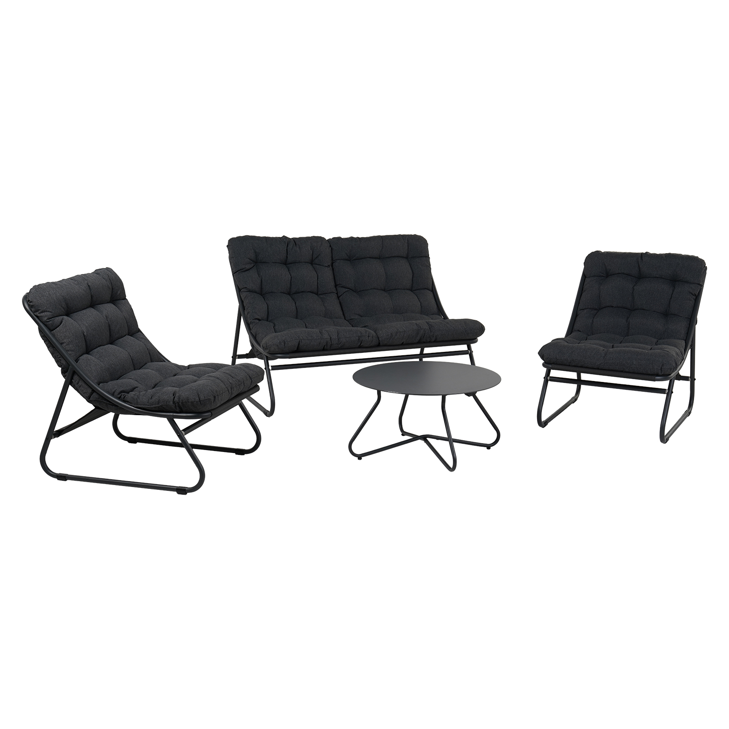 Lauko baldų komplektas SAMBA su dviviete sofa, tamsiai pilkas