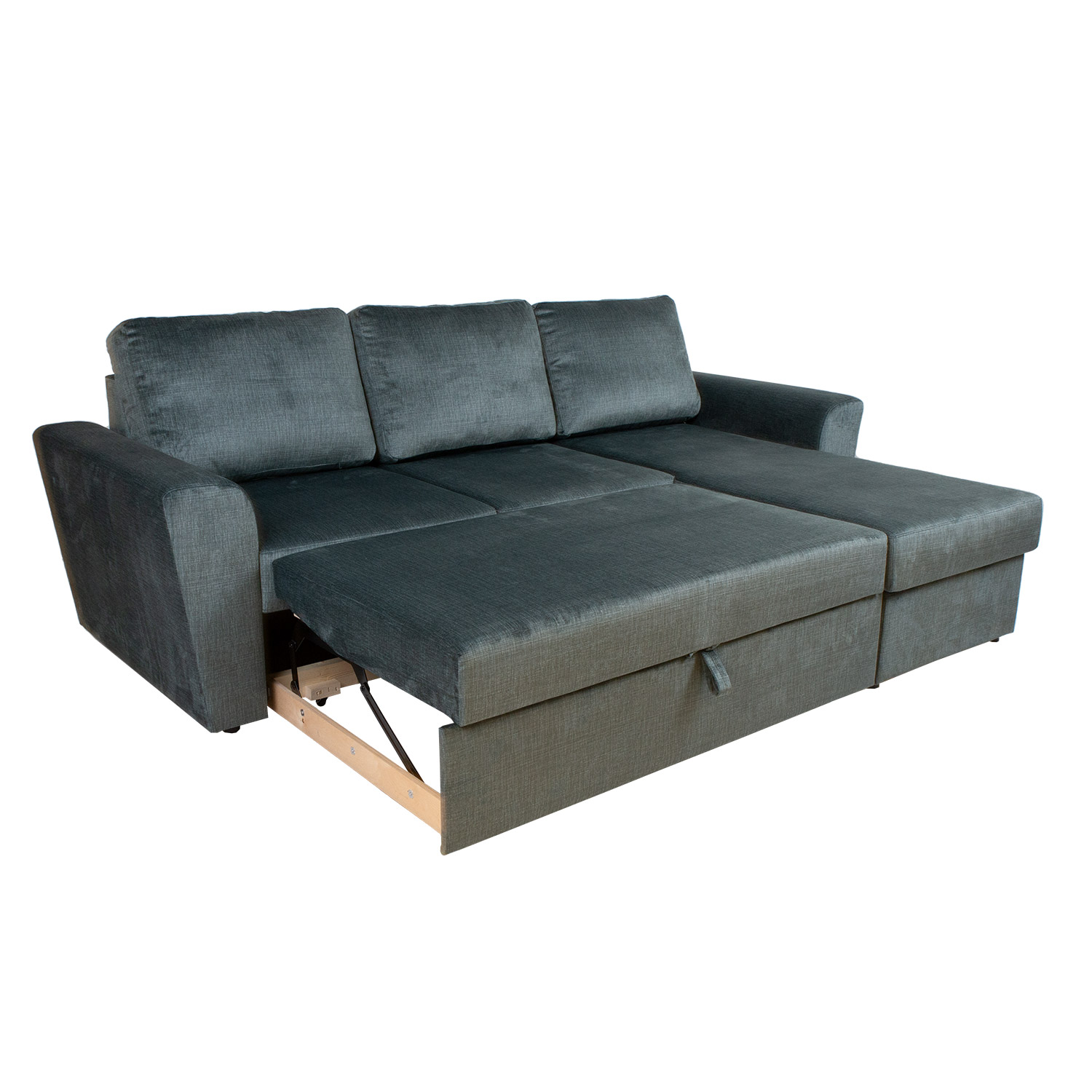 Kampinė sofa-lova INGMAR su daiktadėže ir keičiamu kampu, žalia, 242 × 168/92 × 92 cm 2