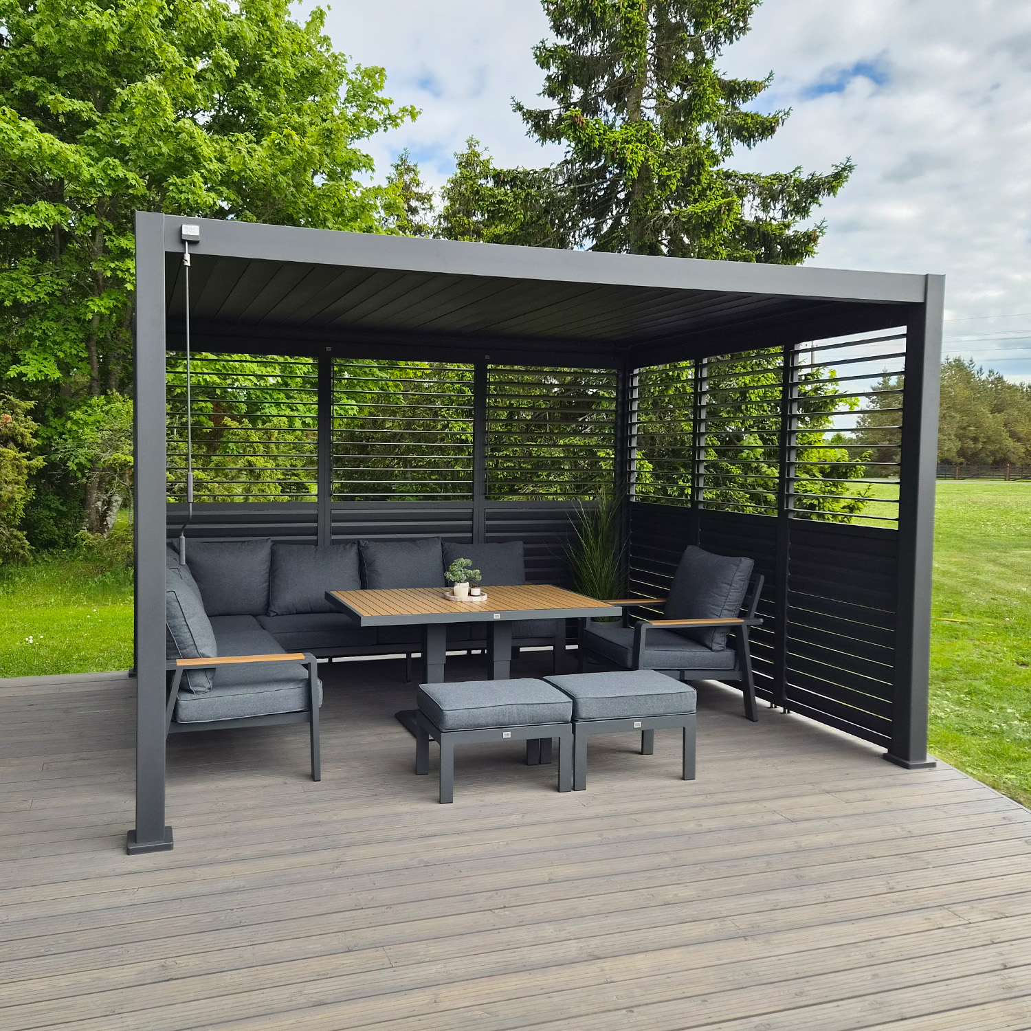Reguliuojama lamelinė sienelė stoginei MIRADOR-111, tamsiai pilka, 123,5 × 238,7 cm 2