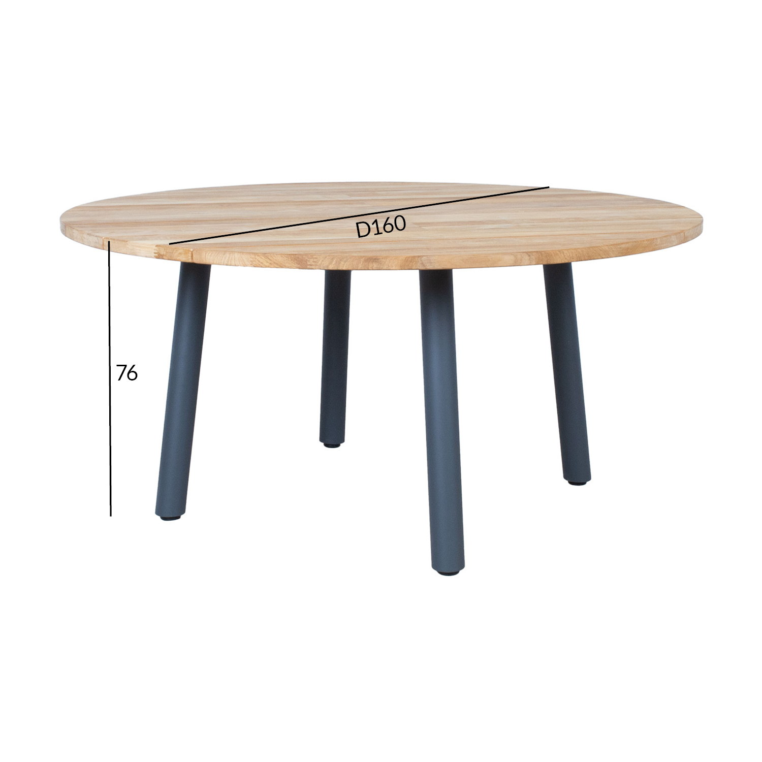 Lauko stalas pilkas, Ø160 × 76 cm 3