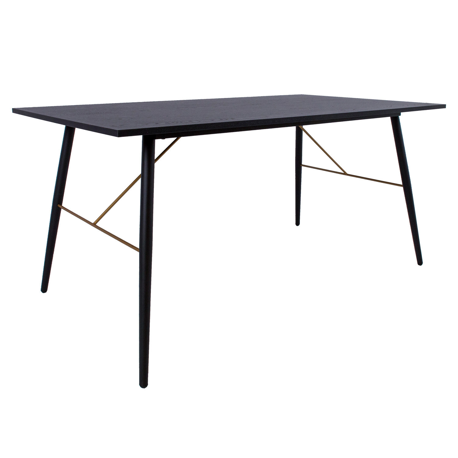 Valgomojo stalas su melamino stalviršiu ir metalinėmis kojomis, juodas, 160 x 90 x 75 cm 3