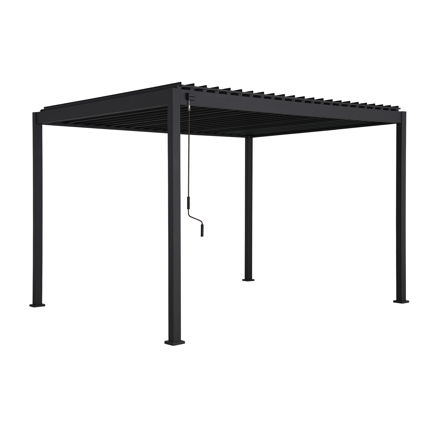 Sodo pavėsinė su reguliuojamu lameliniu stogu, tamsiai pilka, 297,2 × 359,2 × 240,8 cm
