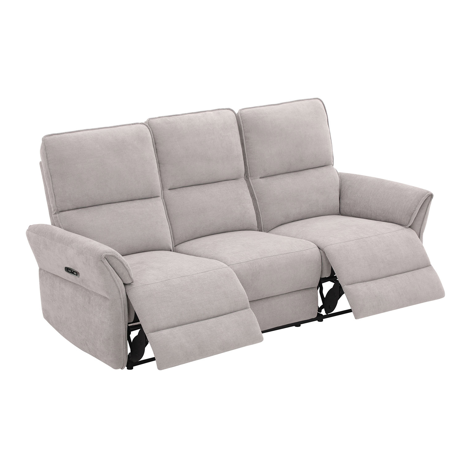 Sofa DAMIKA, trivietė elektrinė atlošiama, pilka, 200 x 92 x 103 cm