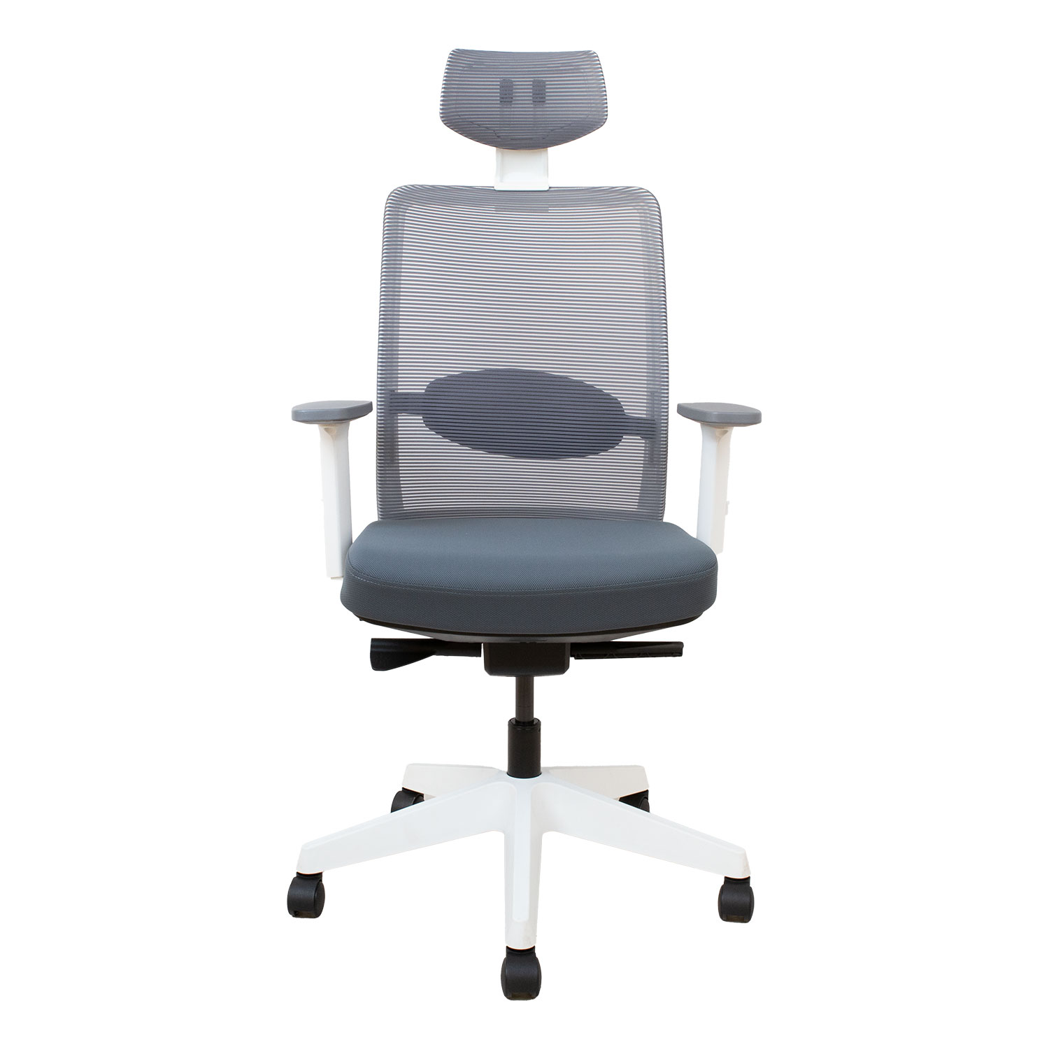 Biuro kėdė su sinchroniniu mechanizmu, pilka / balta, 70 × 70 × 116–130,5 cm