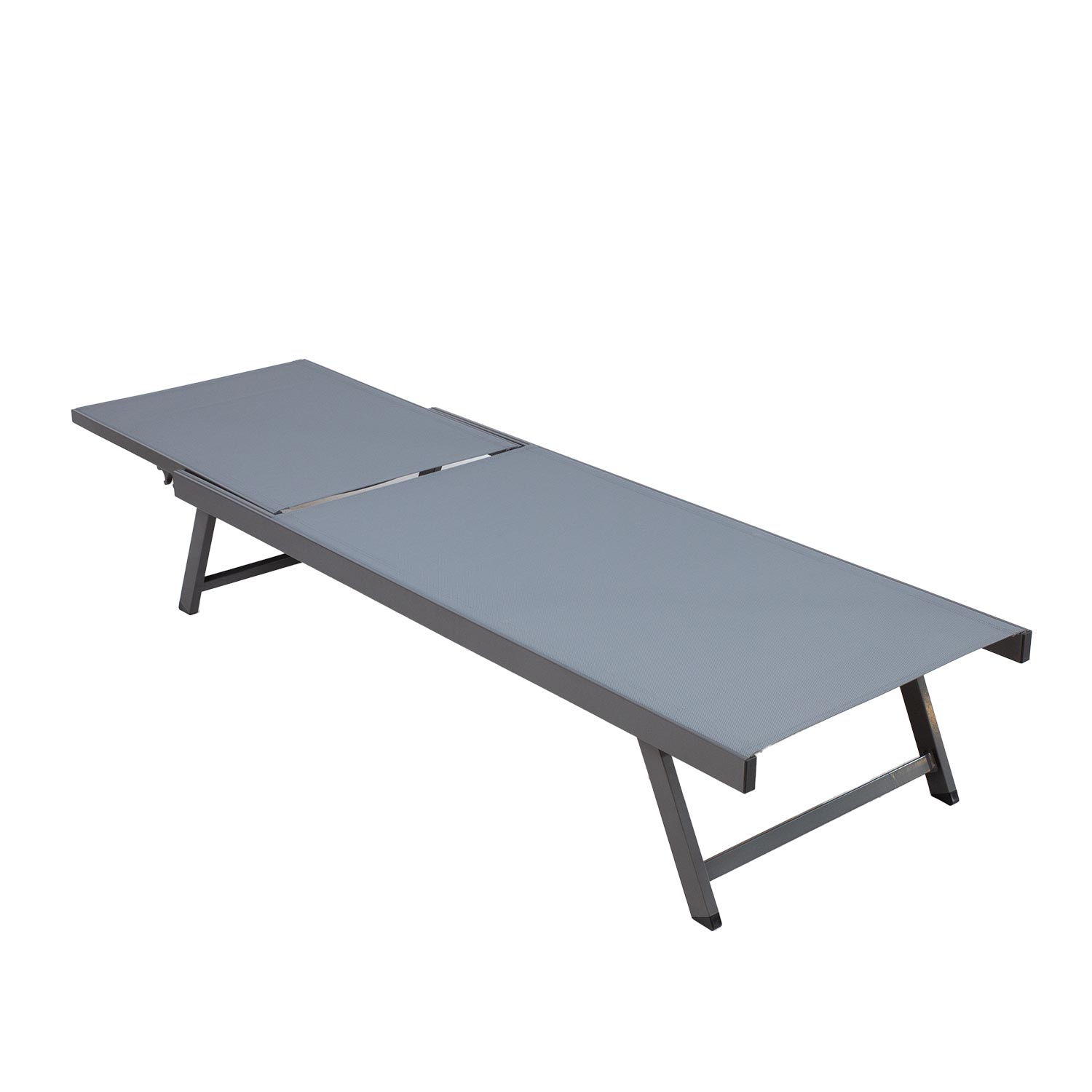 Lauko gultas, sulankstomas, pilkas, 192 x 60 x 32–96 cm 2