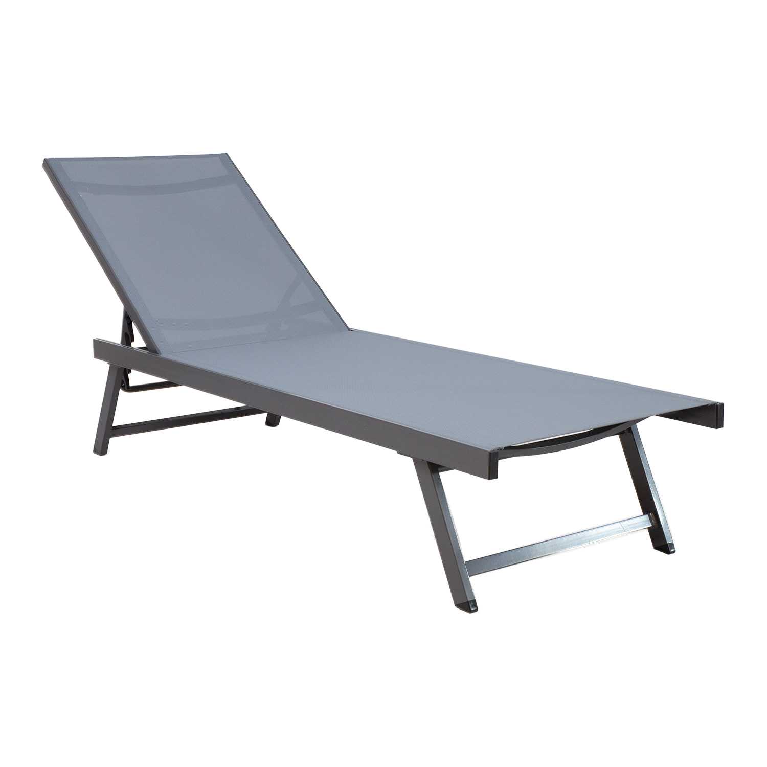 Lauko gultas, sulankstomas, pilkas, 192 x 60 x 32–96 cm