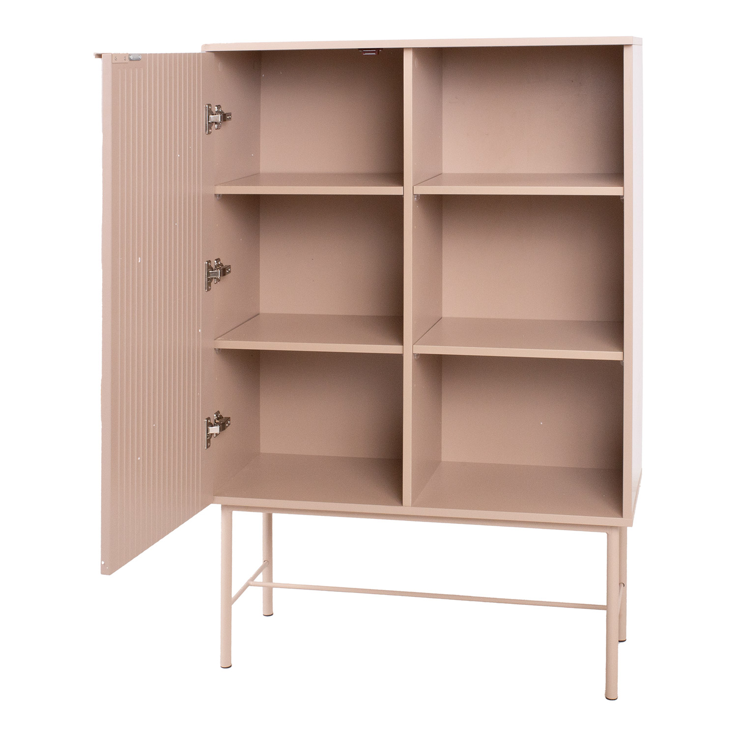 Komoda  su vienomis durelėmis ir atviromis lentynomis, cappuccino, 82 × 35 × 130 cm 2