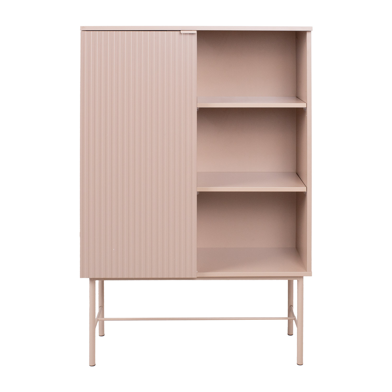 Komoda  su vienomis durelėmis ir atviromis lentynomis, cappuccino, 82 × 35 × 130 cm