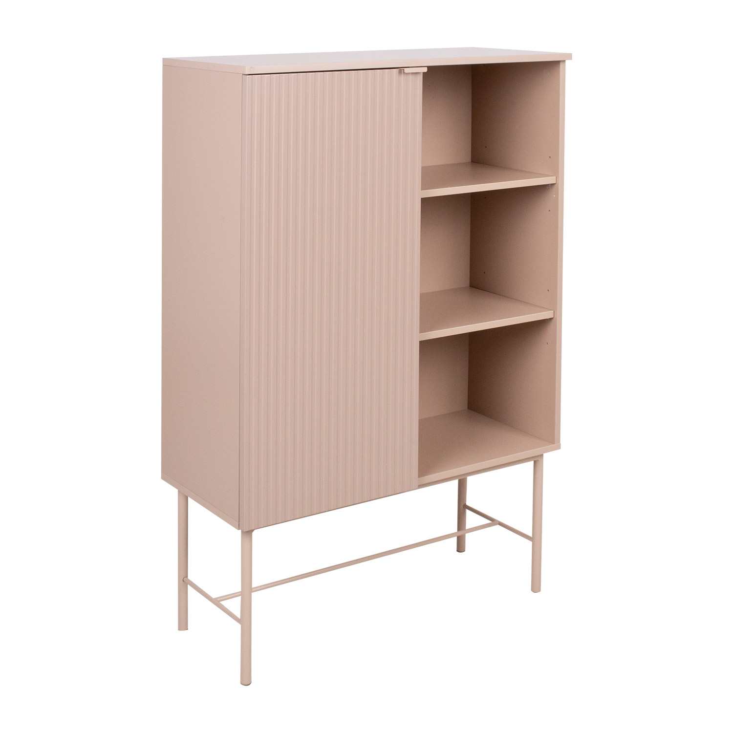 Komoda  su vienomis durelėmis ir atviromis lentynomis, cappuccino, 82 × 35 × 130 cm