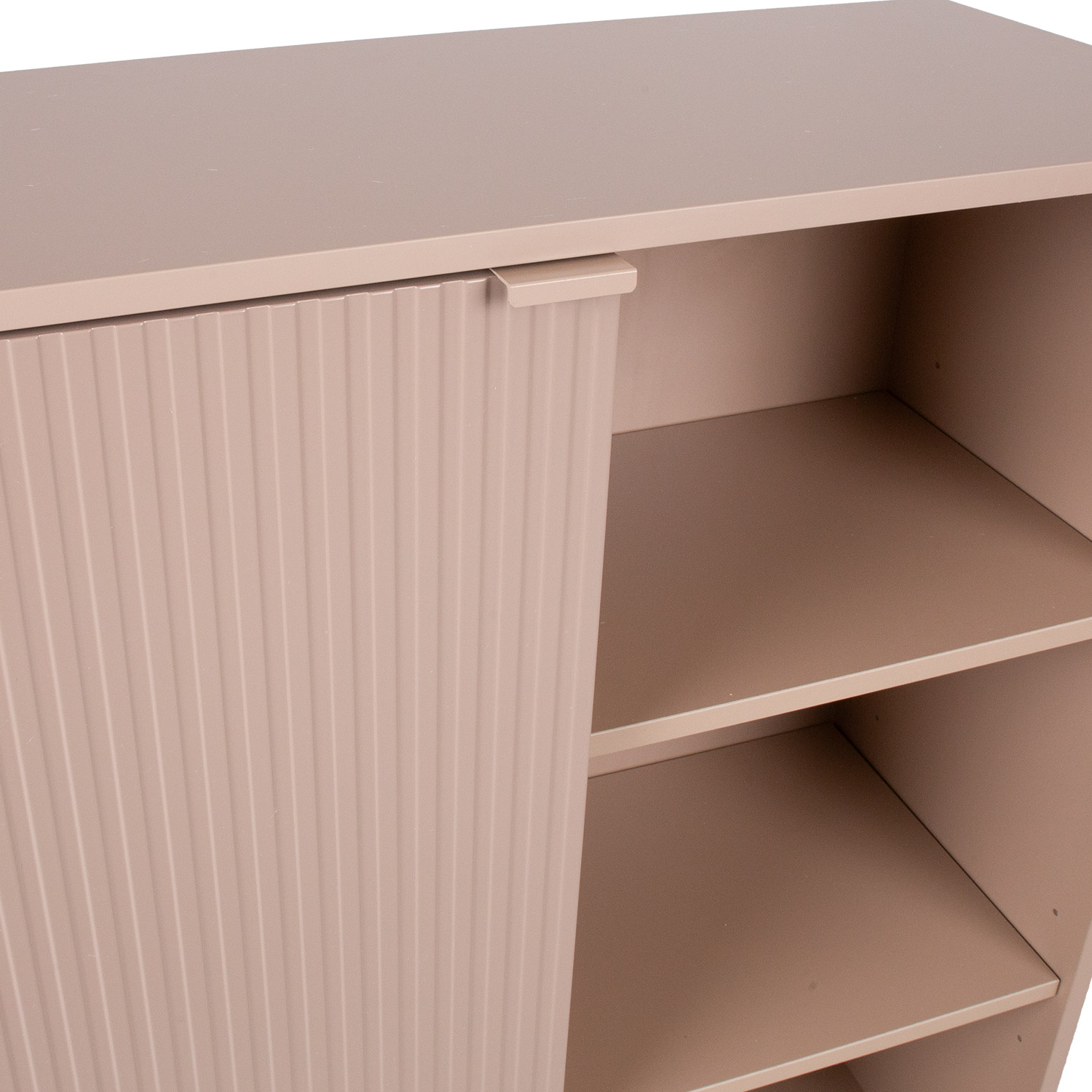 Komoda  su vienomis durelėmis ir atviromis lentynomis, cappuccino, 82 × 35 × 130 cm 3